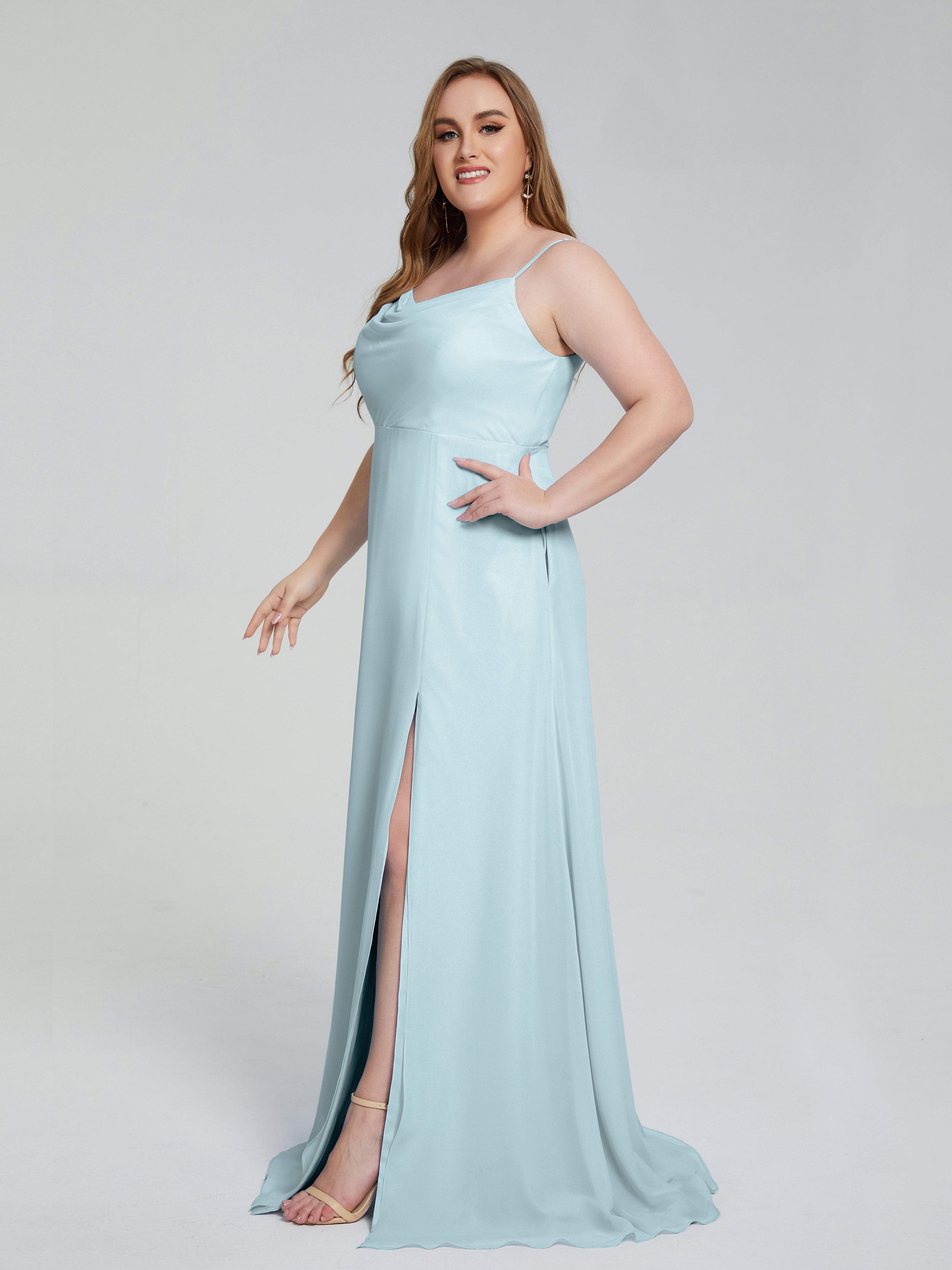 Rachel Sleeveless Split Plus Size Long Bridesmaid Dresses