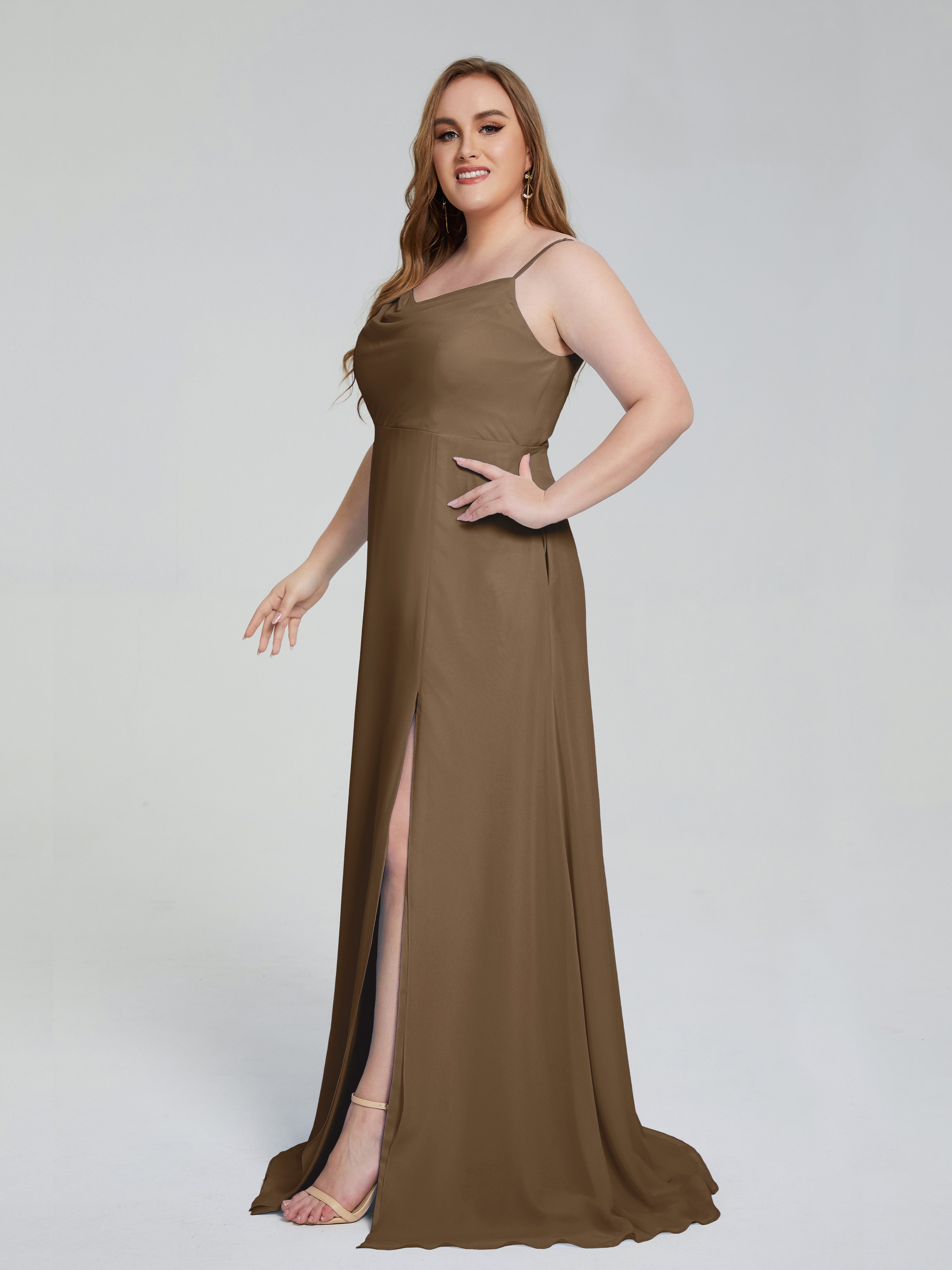 Rachel Sleeveless Split Plus Size Long Bridesmaid Dresses