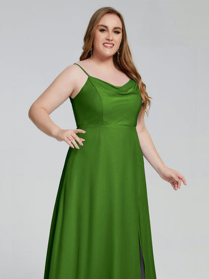 Rachel Sleeveless Split Plus Size Long Bridesmaid Dresses