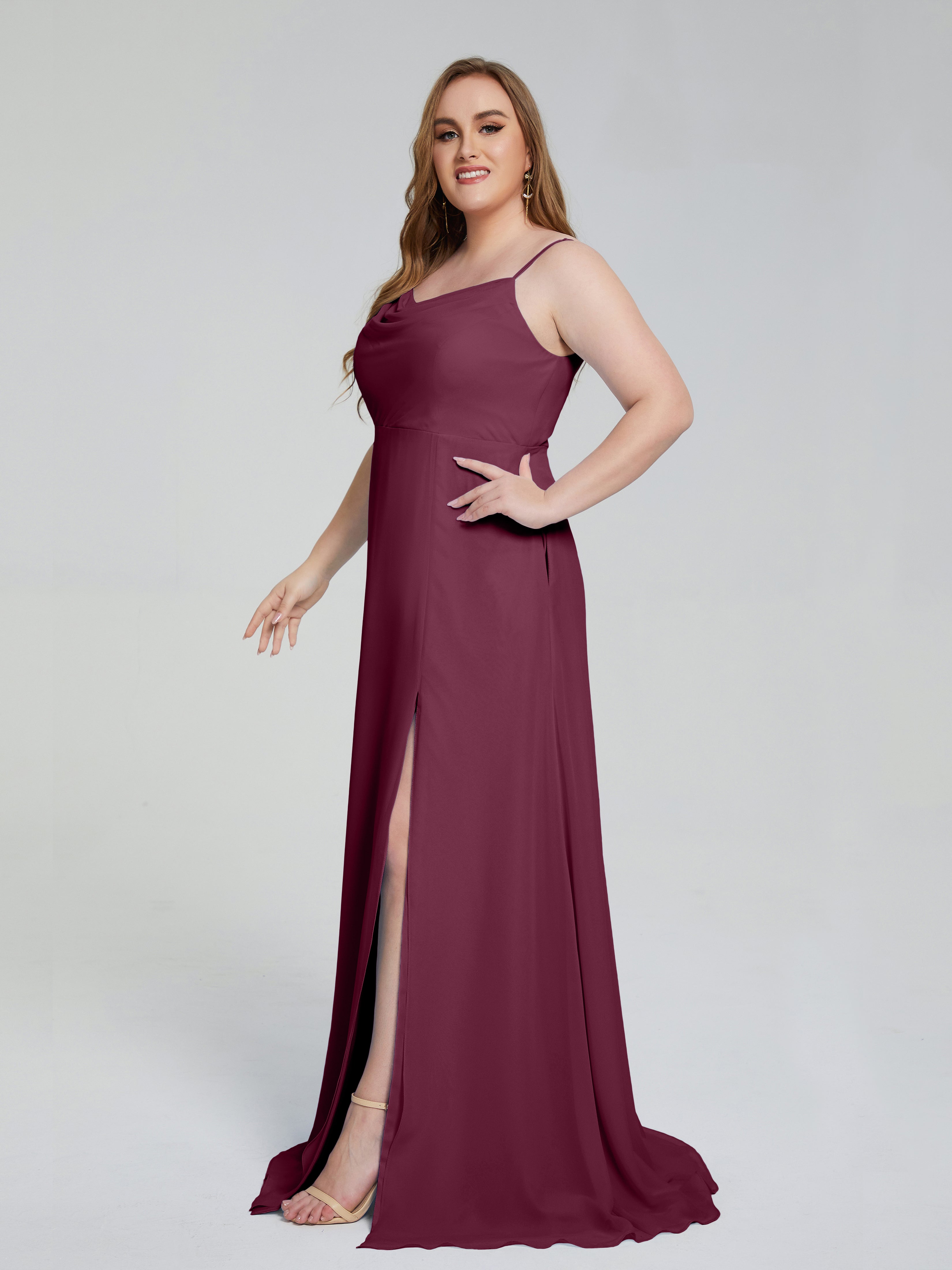 Rachel Sleeveless Split Plus Size Long Bridesmaid Dresses