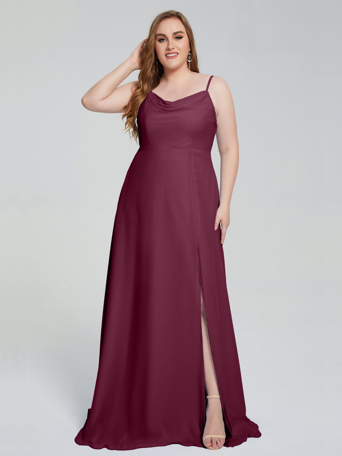 Rachel Sleeveless Split Plus Size Long Bridesmaid Dresses