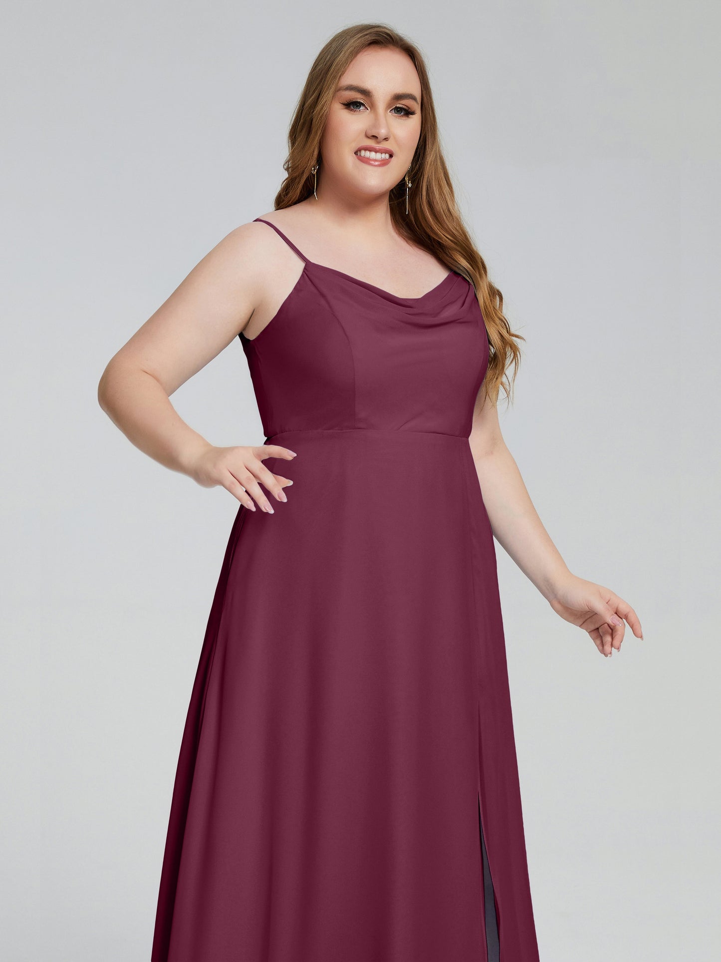 Rachel Sleeveless Split Plus Size Long Bridesmaid Dresses
