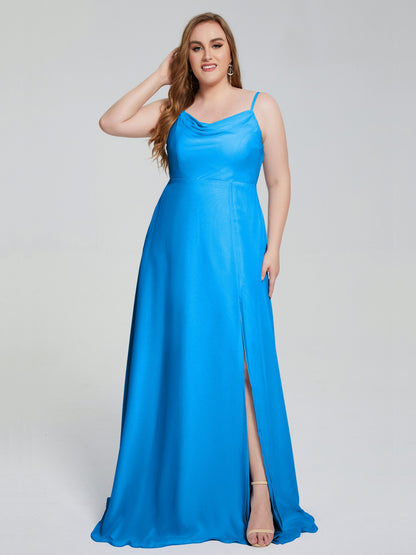 Rachel Sleeveless Split Plus Size Long Bridesmaid Dresses