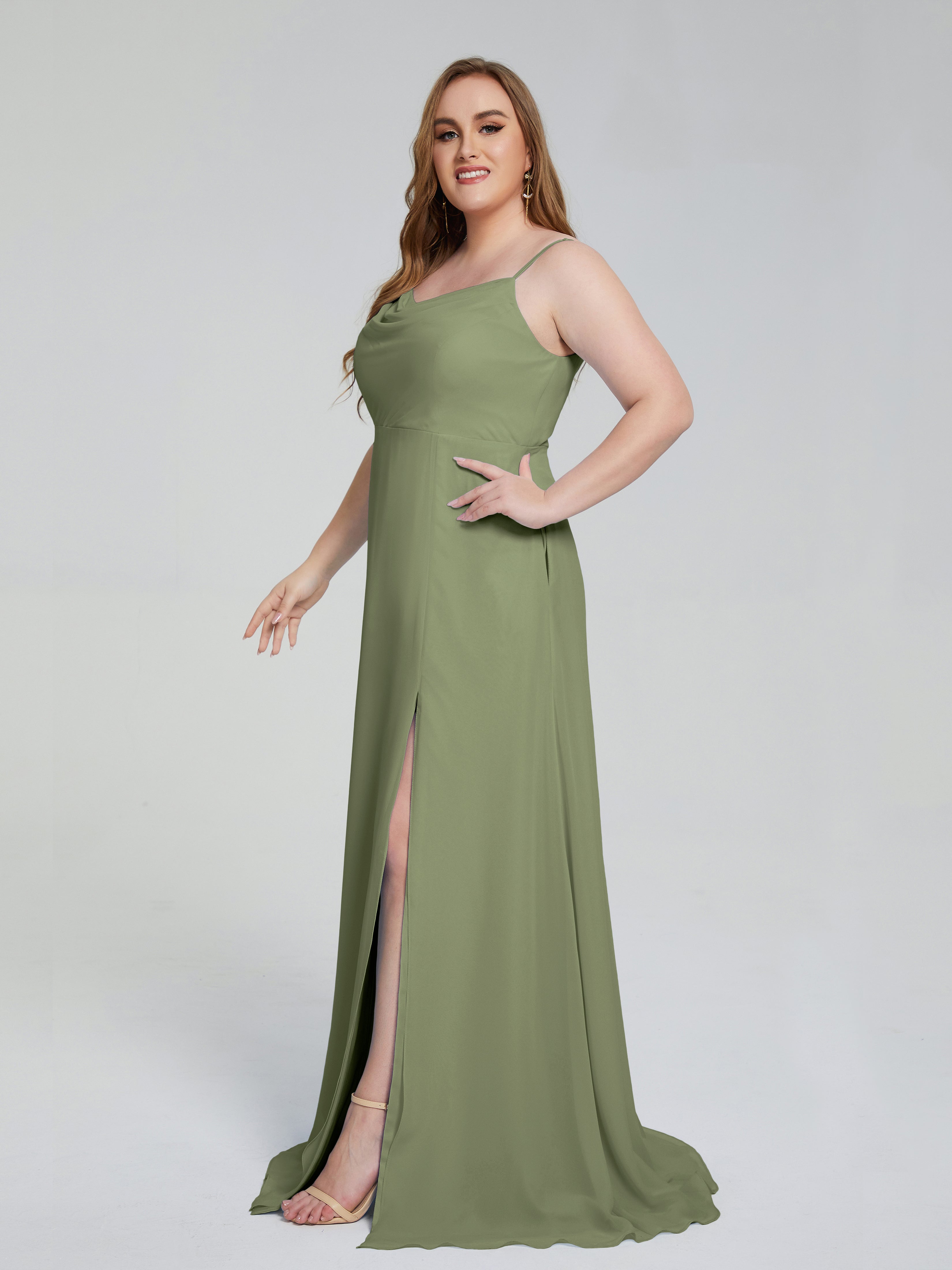 Rachel Sleeveless Split Plus Size Long Bridesmaid Dresses