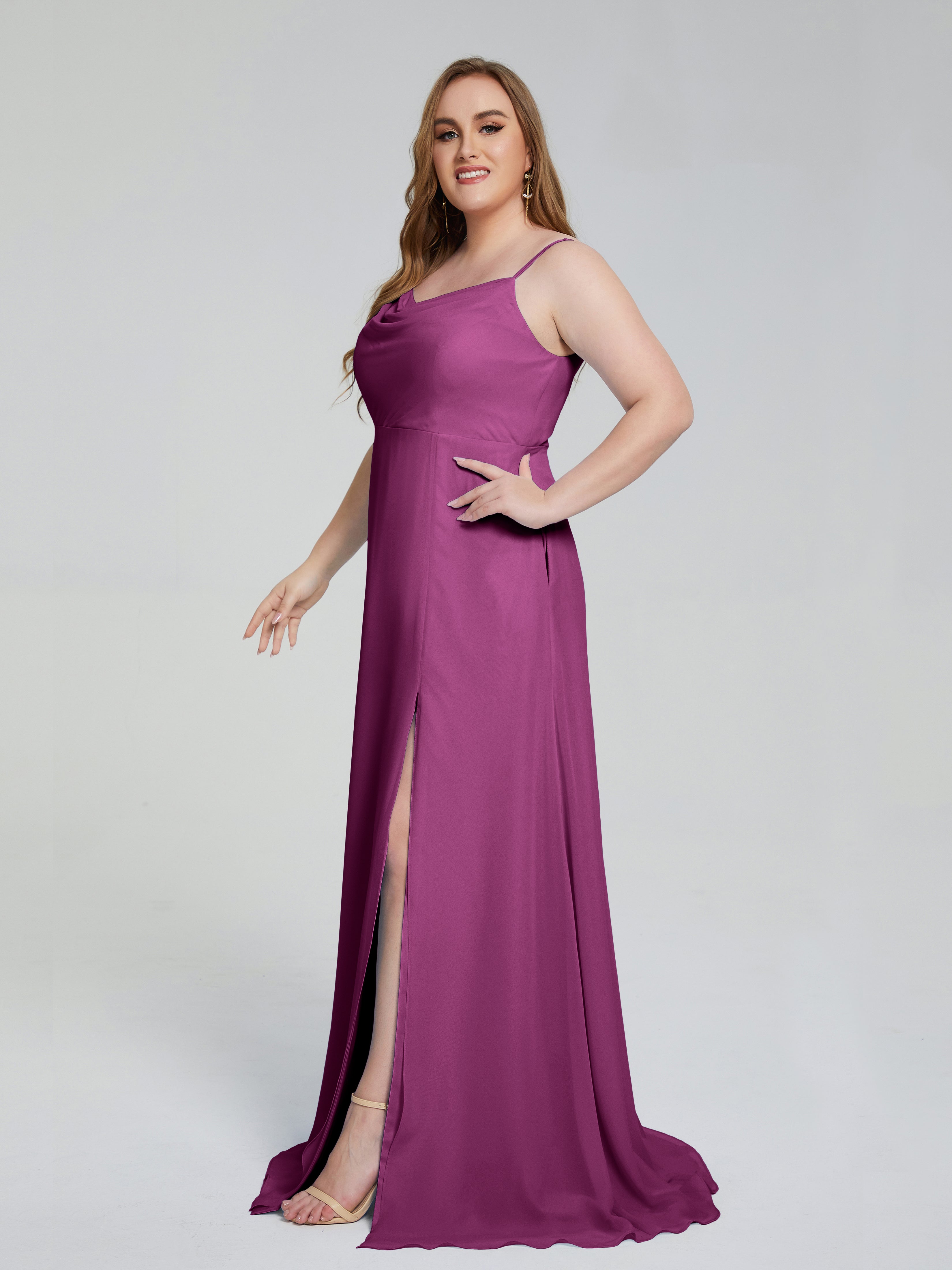 Rachel Sleeveless Split Plus Size Long Bridesmaid Dresses