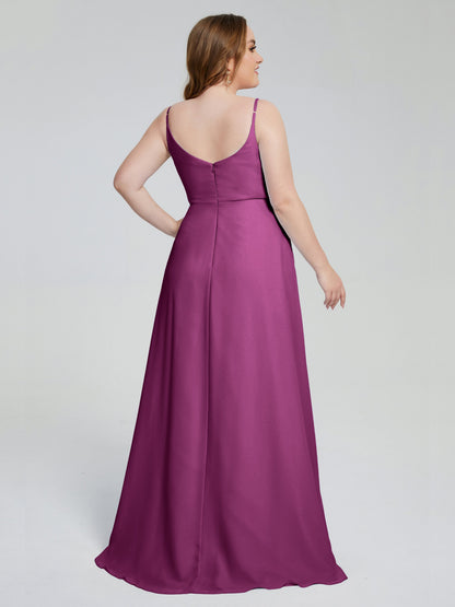Rachel Sleeveless Split Plus Size Long Bridesmaid Dresses