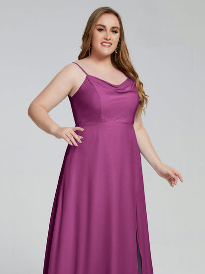 Rachel Sleeveless Split Plus Size Long Bridesmaid Dresses