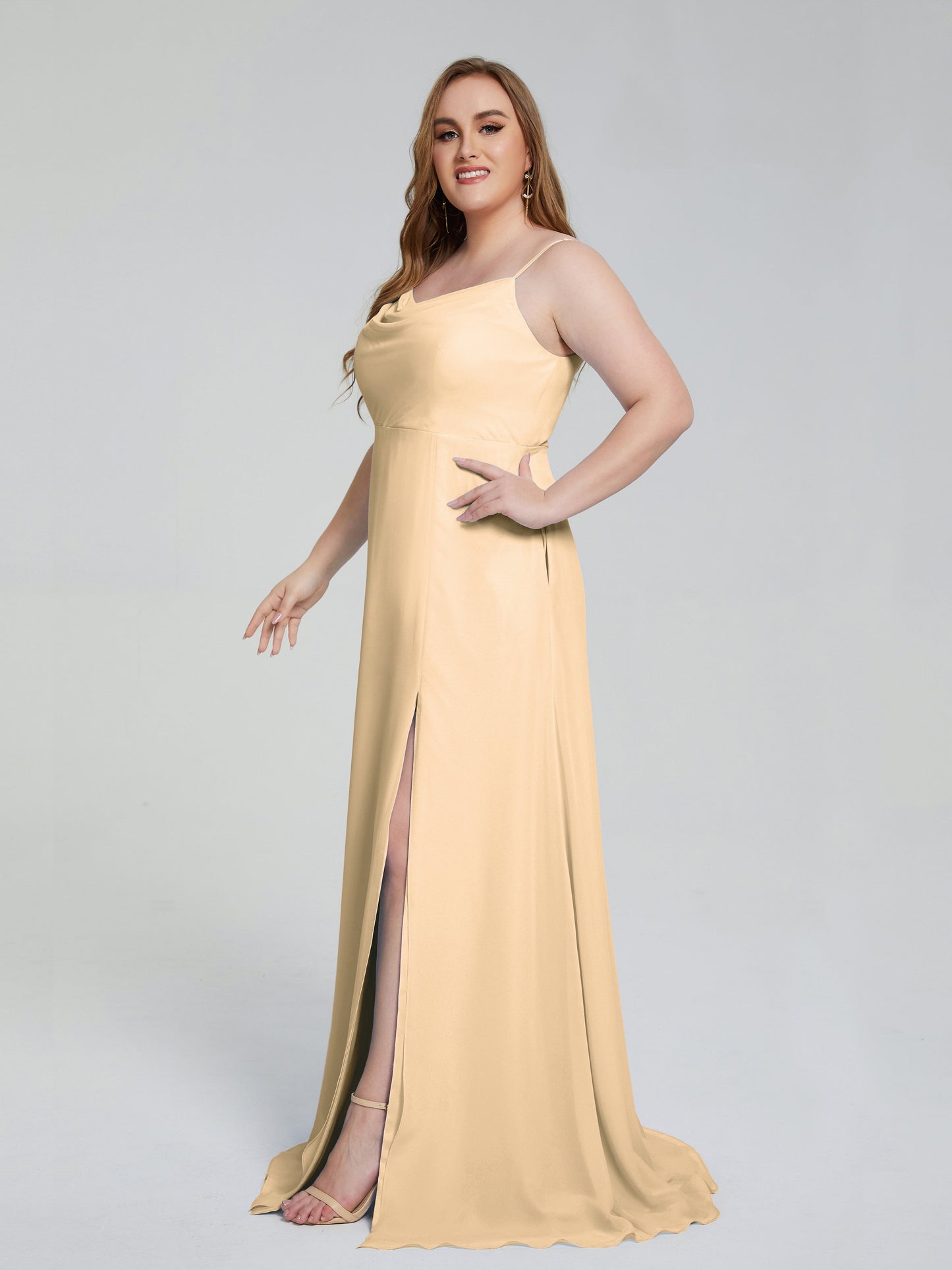 Rachel Sleeveless Split Plus Size Long Bridesmaid Dresses