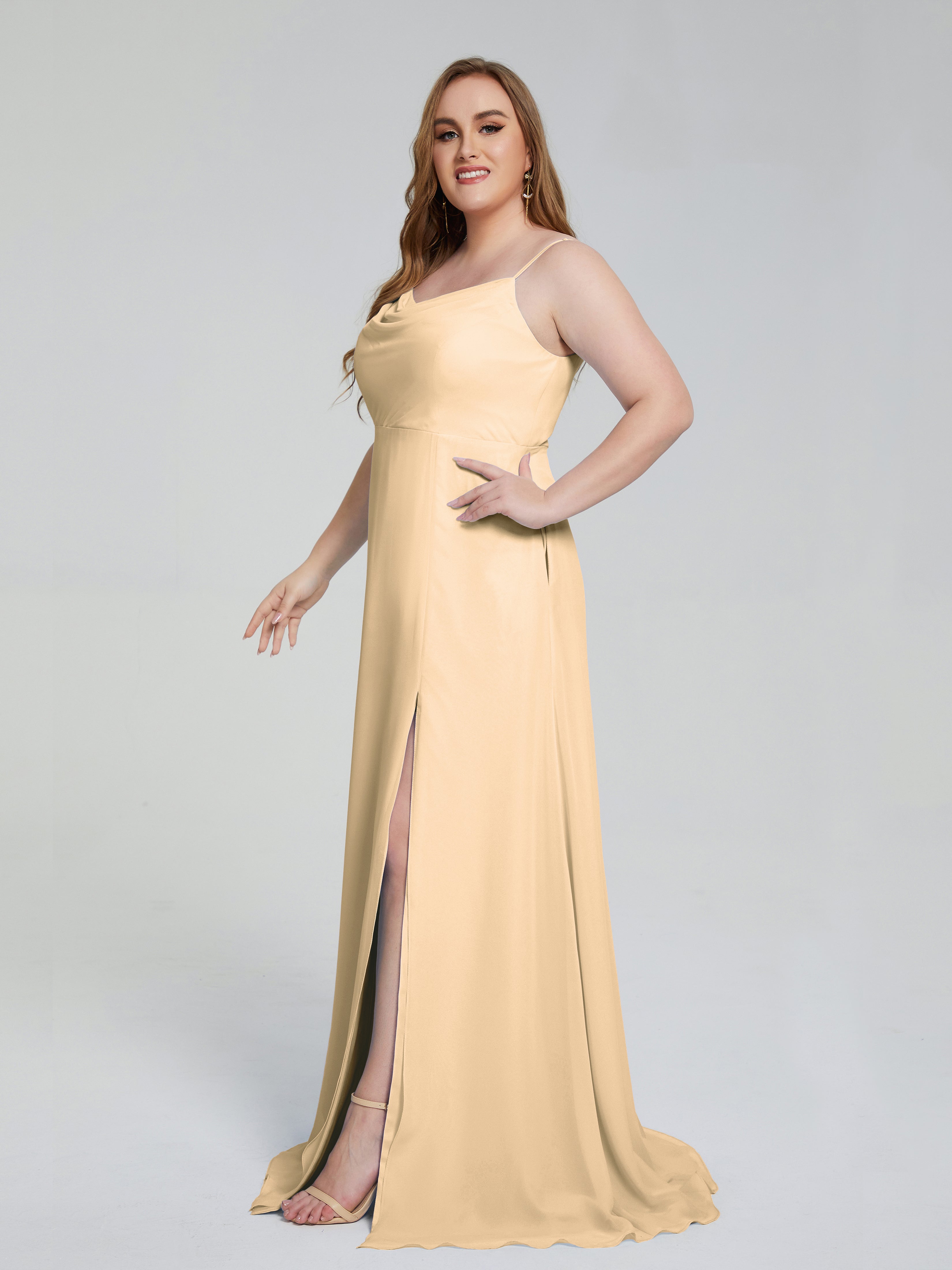 Rachel Sleeveless Split Plus Size Long Bridesmaid Dresses