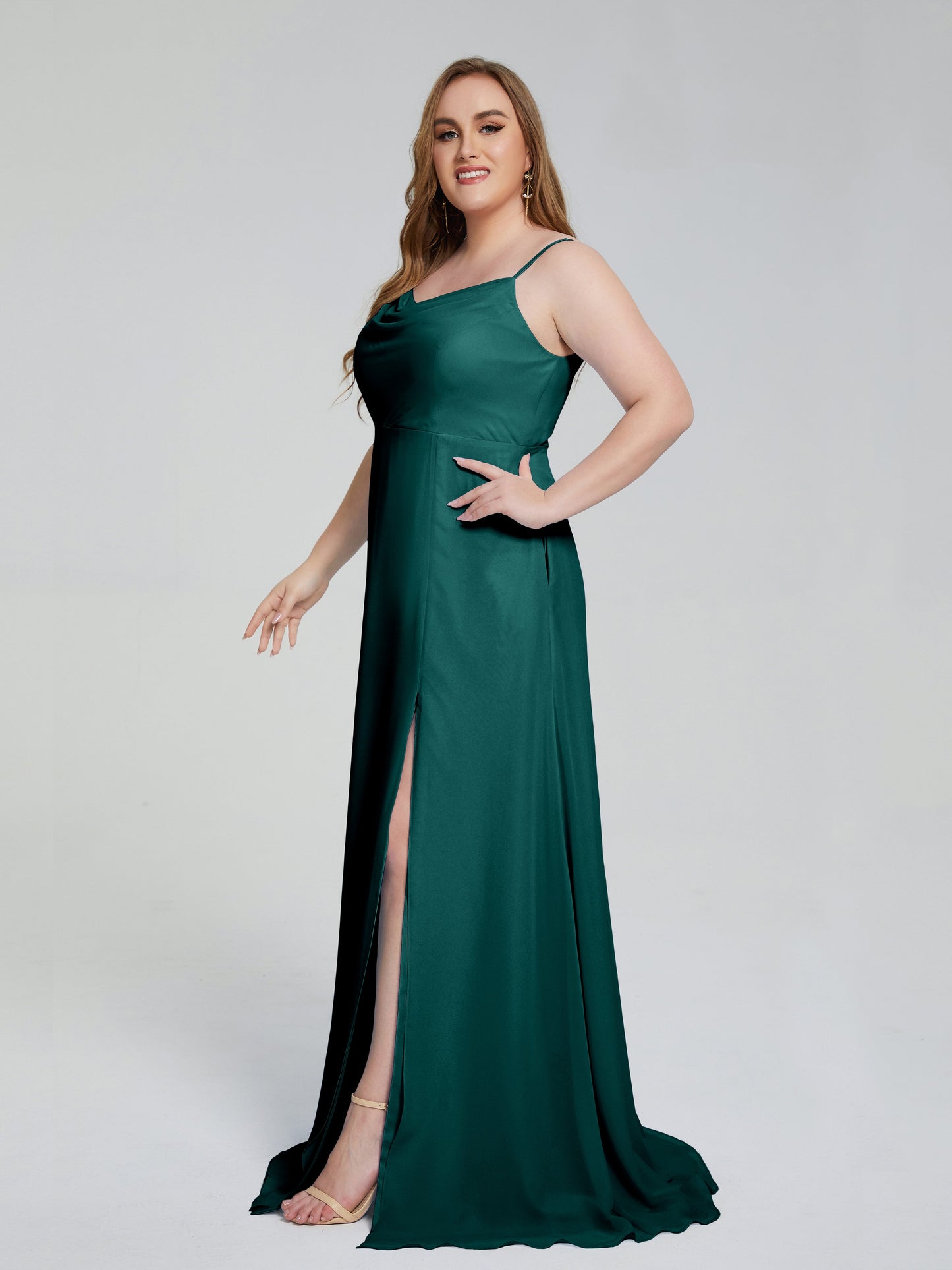 Rachel Sleeveless Split Plus Size Long Bridesmaid Dresses