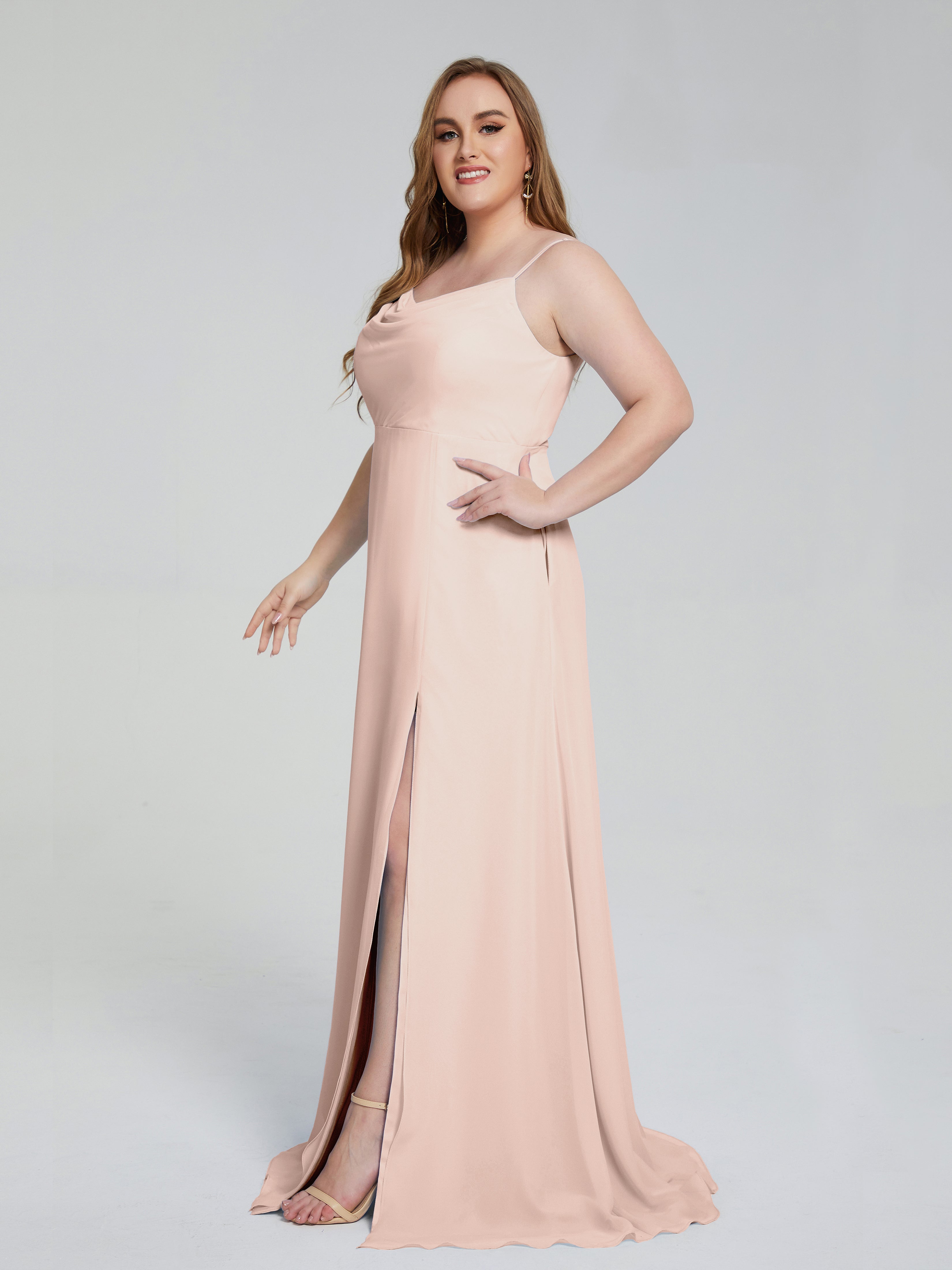 Rachel Sleeveless Split Plus Size Long Bridesmaid Dresses