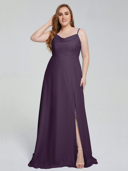 Rachel Sleeveless Split Plus Size Long Bridesmaid Dresses