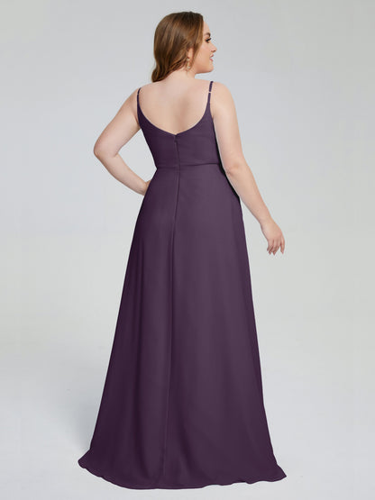 Rachel Sleeveless Split Plus Size Long Bridesmaid Dresses