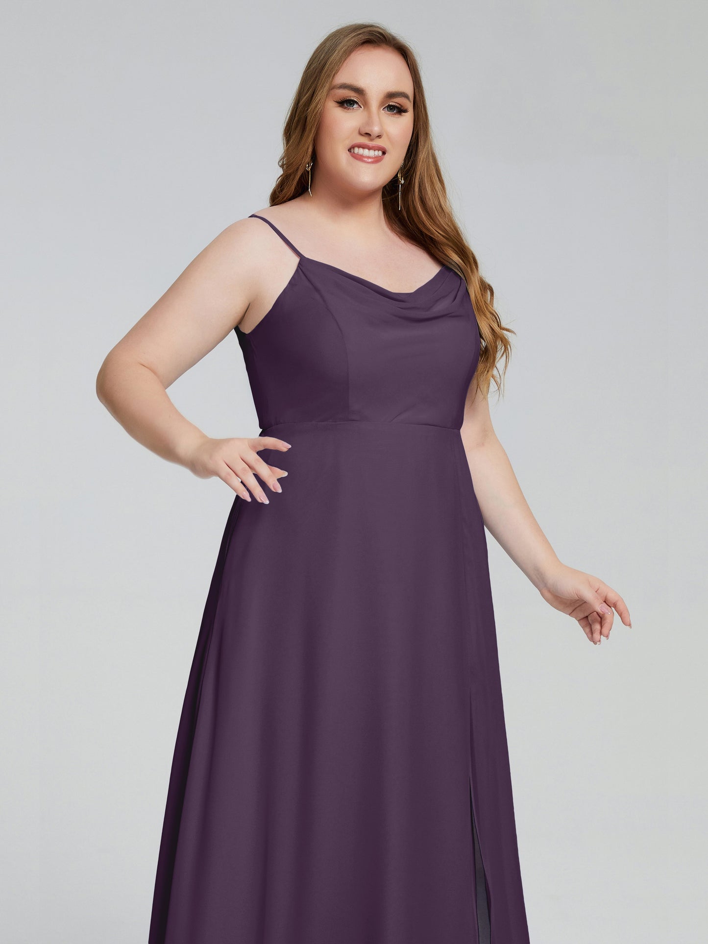 Rachel Sleeveless Split Plus Size Long Bridesmaid Dresses