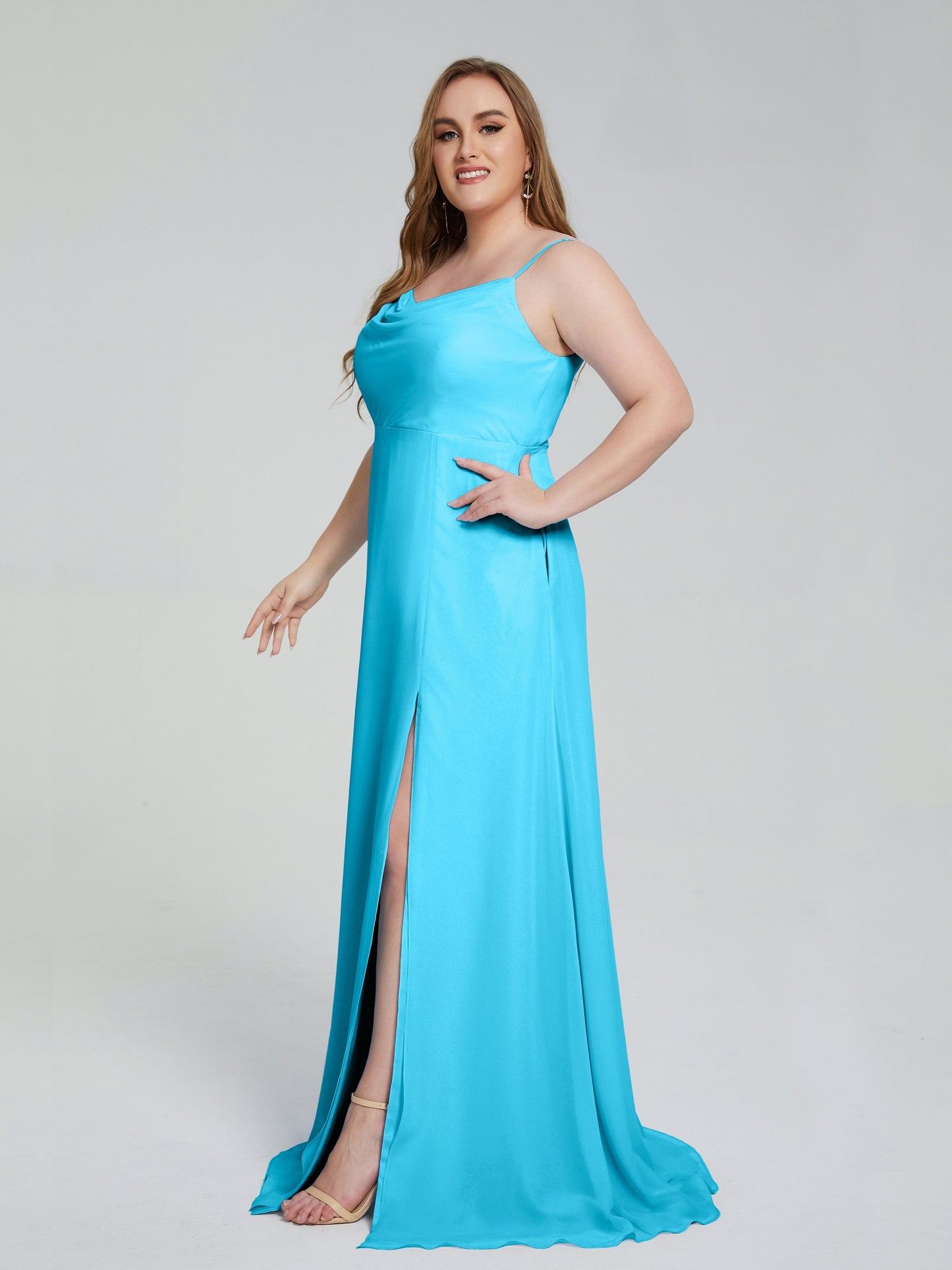 Rachel Sleeveless Split Plus Size Long Bridesmaid Dresses