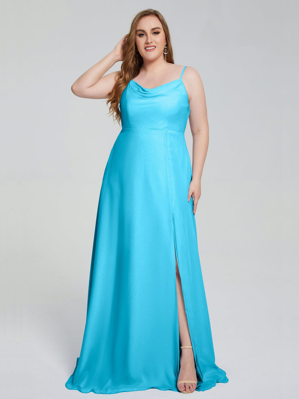 Rachel Sleeveless Split Plus Size Long Bridesmaid Dresses