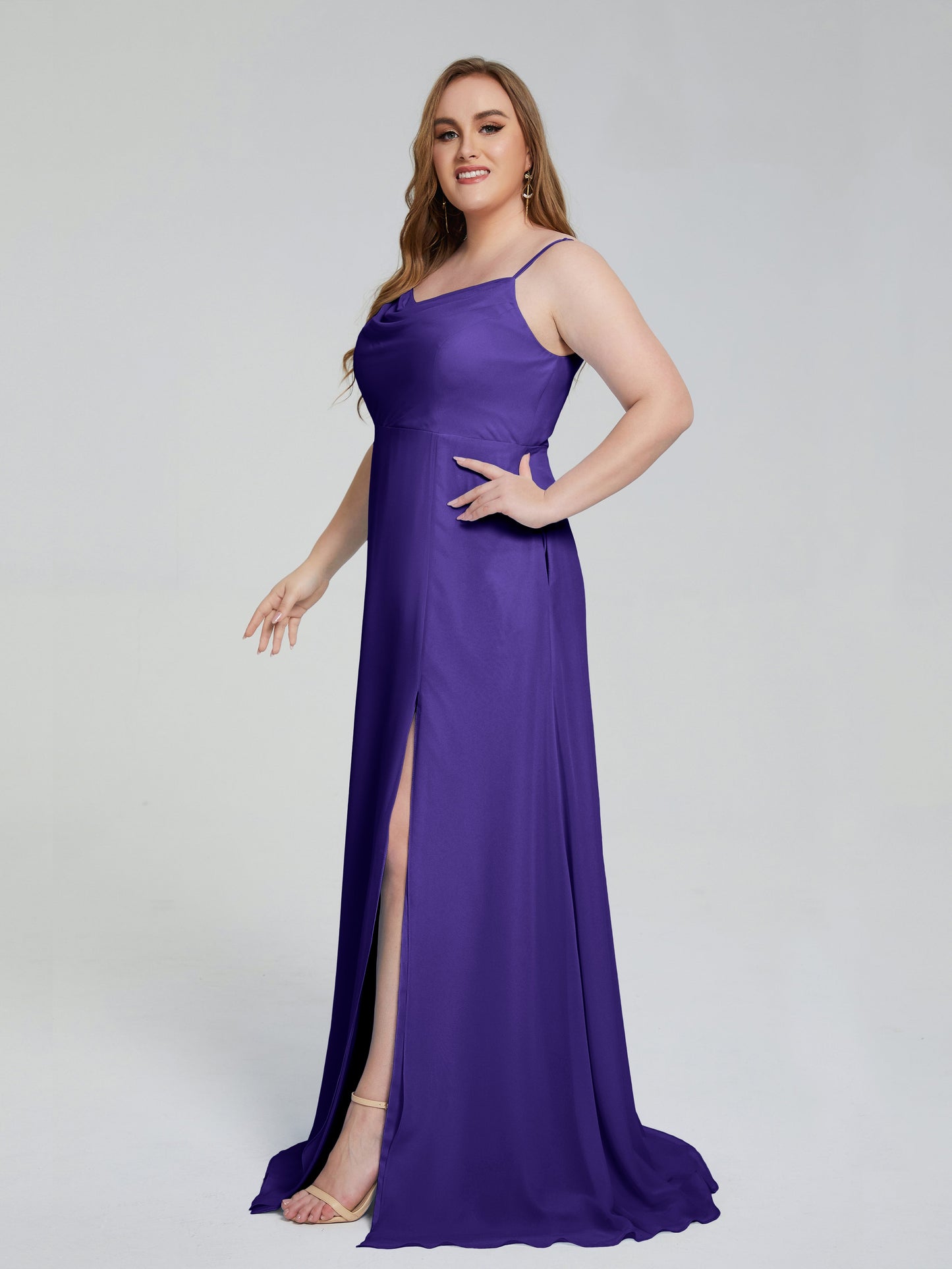 Rachel Sleeveless Split Plus Size Long Bridesmaid Dresses
