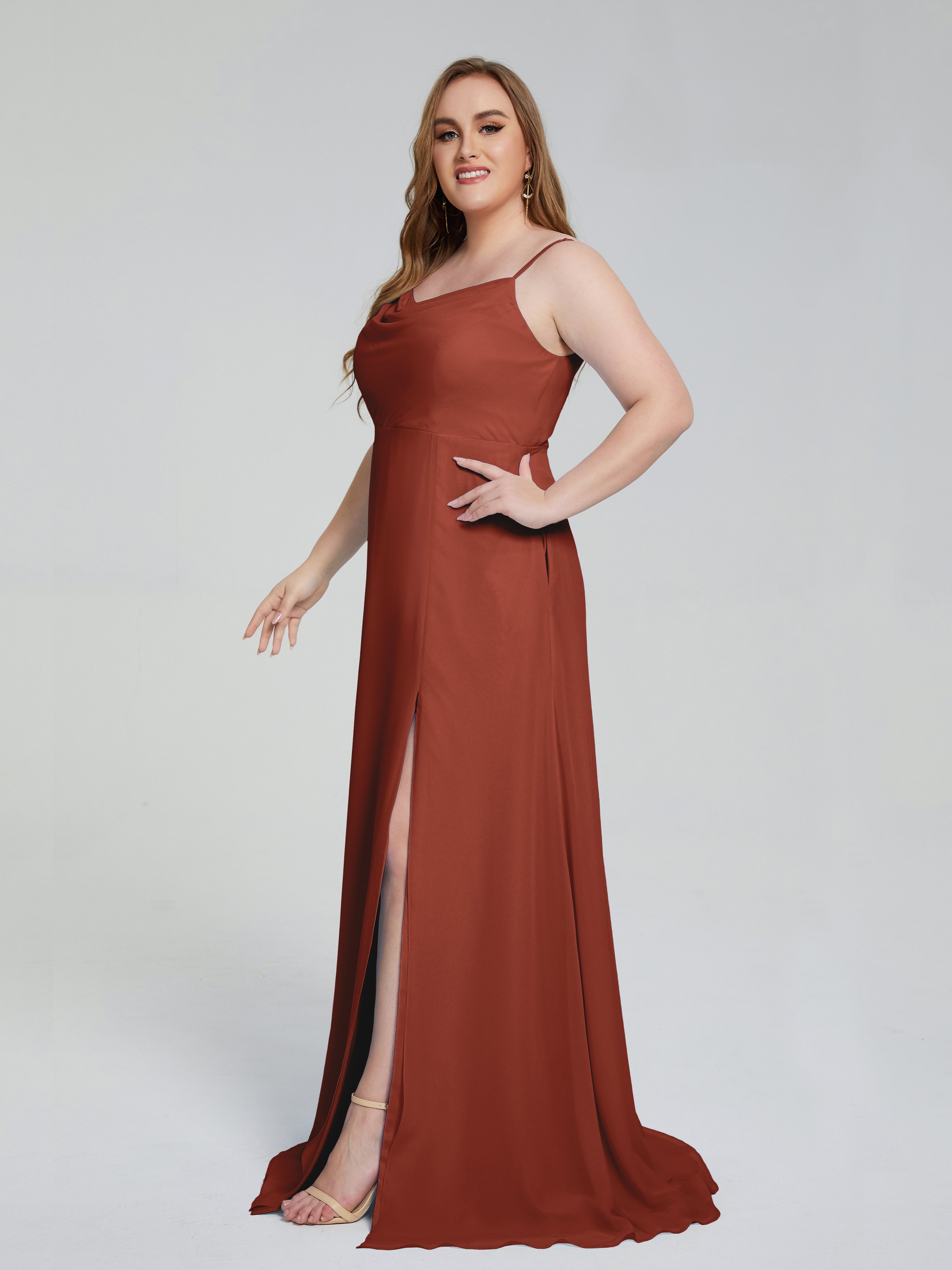 Rachel Sleeveless Split Plus Size Long Bridesmaid Dresses