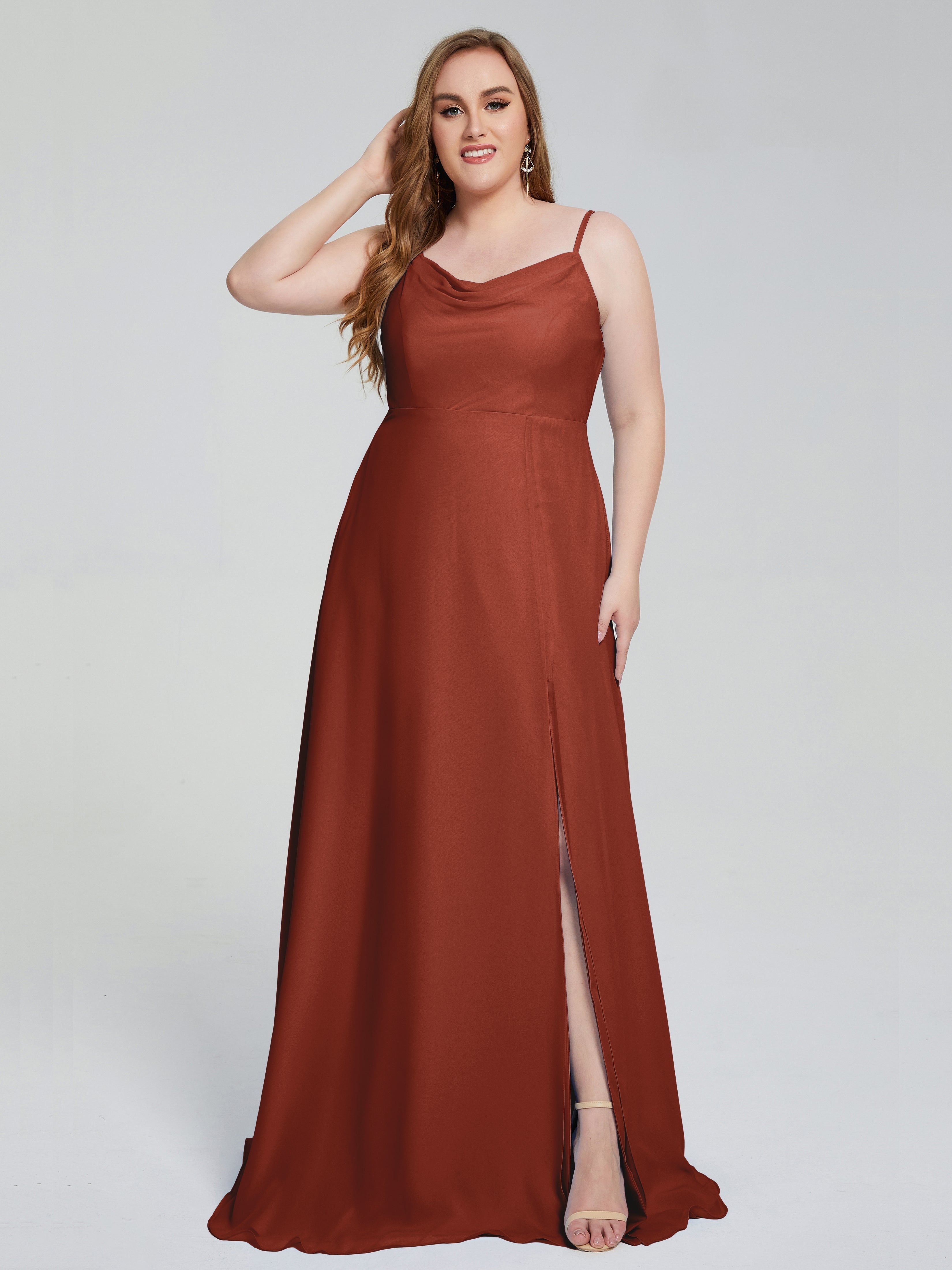Rachel Sleeveless Split Plus Size Long Bridesmaid Dresses