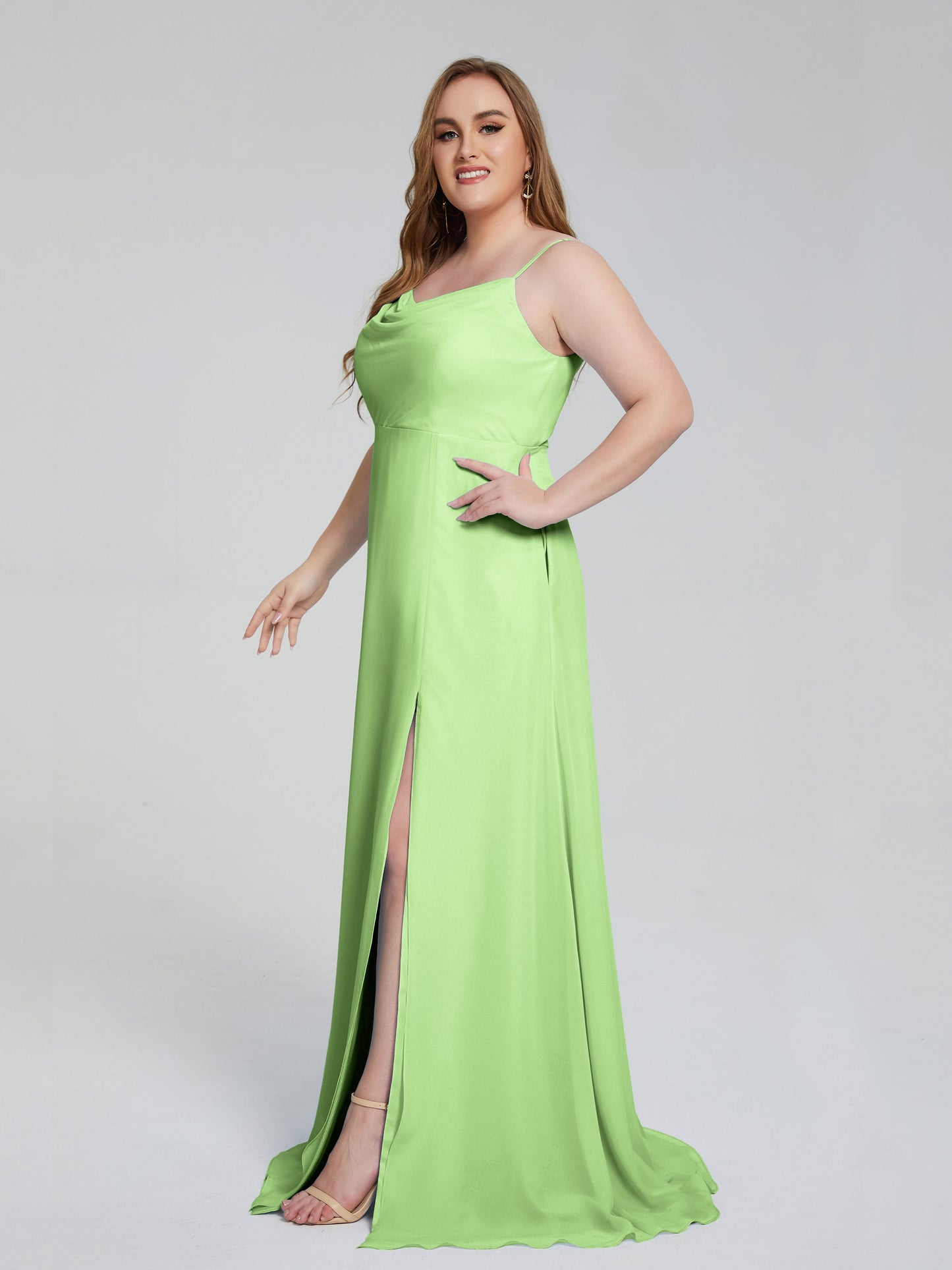 Rachel Sleeveless Split Plus Size Long Bridesmaid Dresses