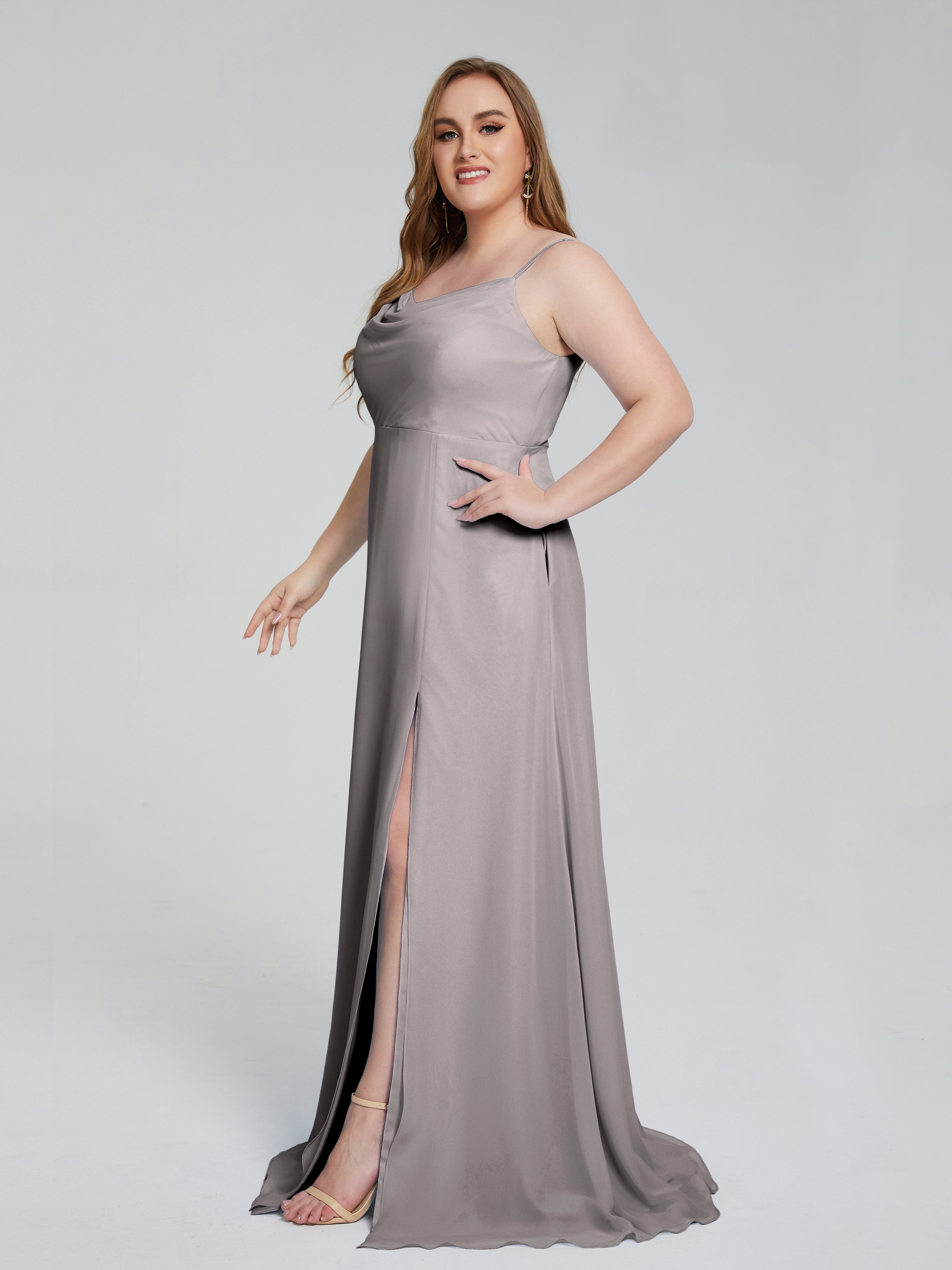 Rachel Sleeveless Split Plus Size Long Bridesmaid Dresses