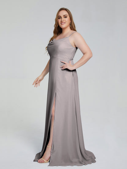 Rachel Sleeveless Split Plus Size Long Bridesmaid Dresses