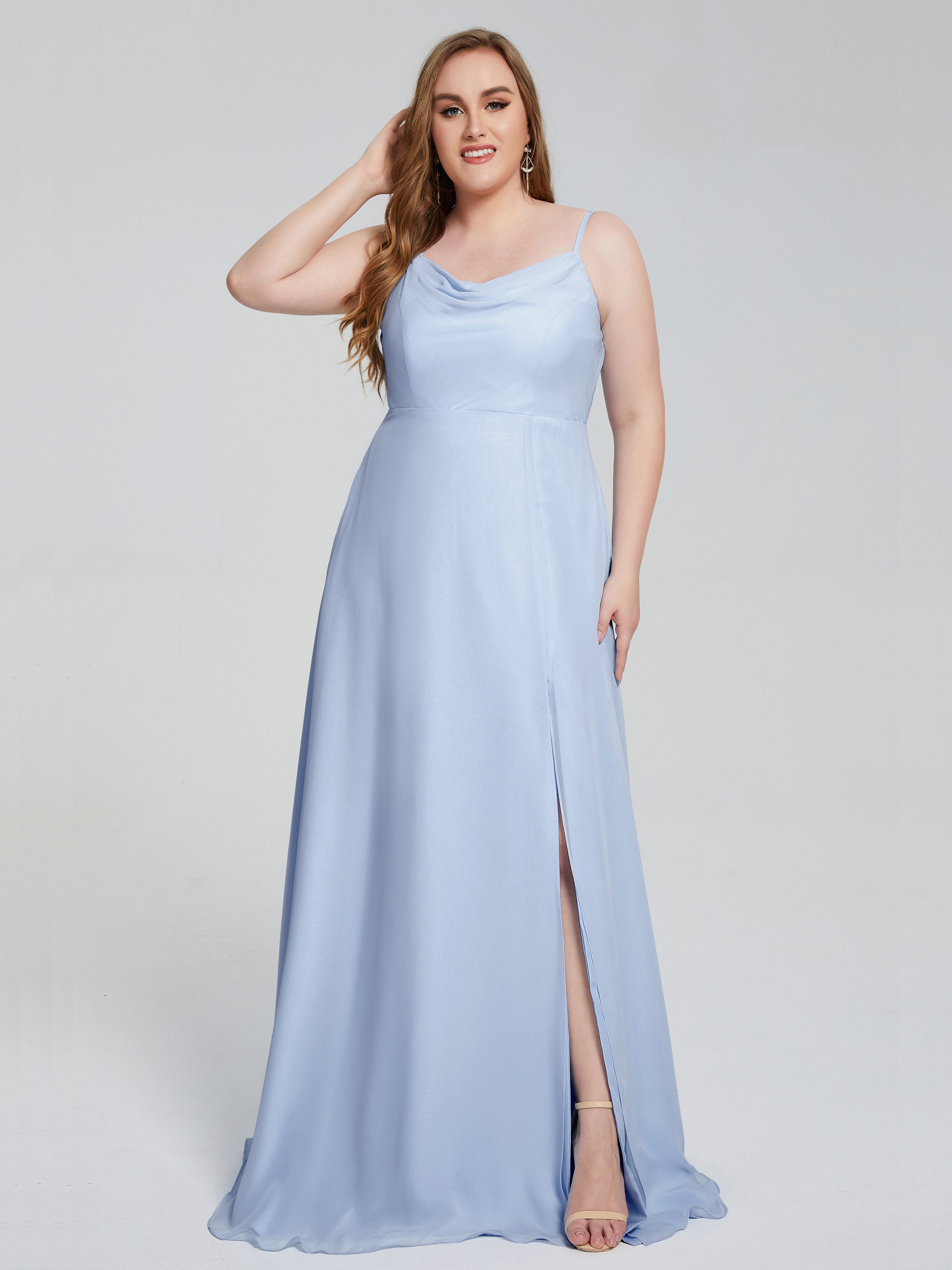 Rachel Sleeveless Split Plus Size Long Bridesmaid Dresses