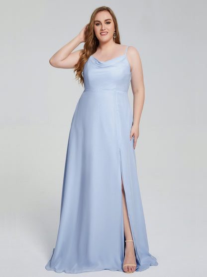 Rachel Sleeveless Split Plus Size Long Bridesmaid Dresses