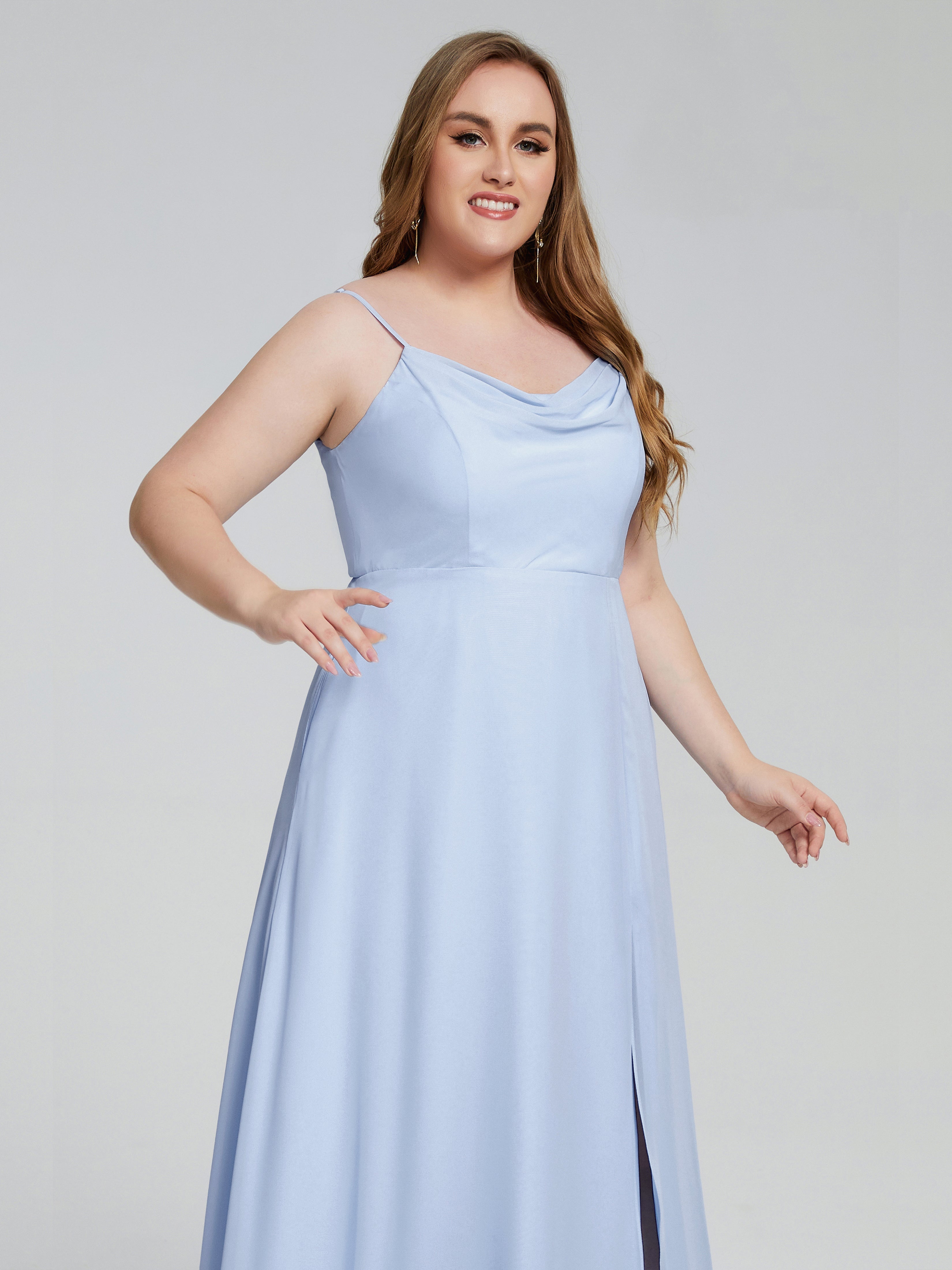 Rachel Sleeveless Split Plus Size Long Bridesmaid Dresses