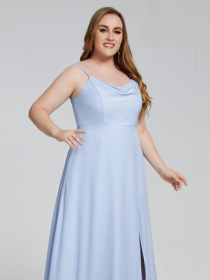 Rachel Sleeveless Split Plus Size Long Bridesmaid Dresses
