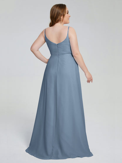 Rachel Sleeveless Split Plus Size Long Bridesmaid Dresses