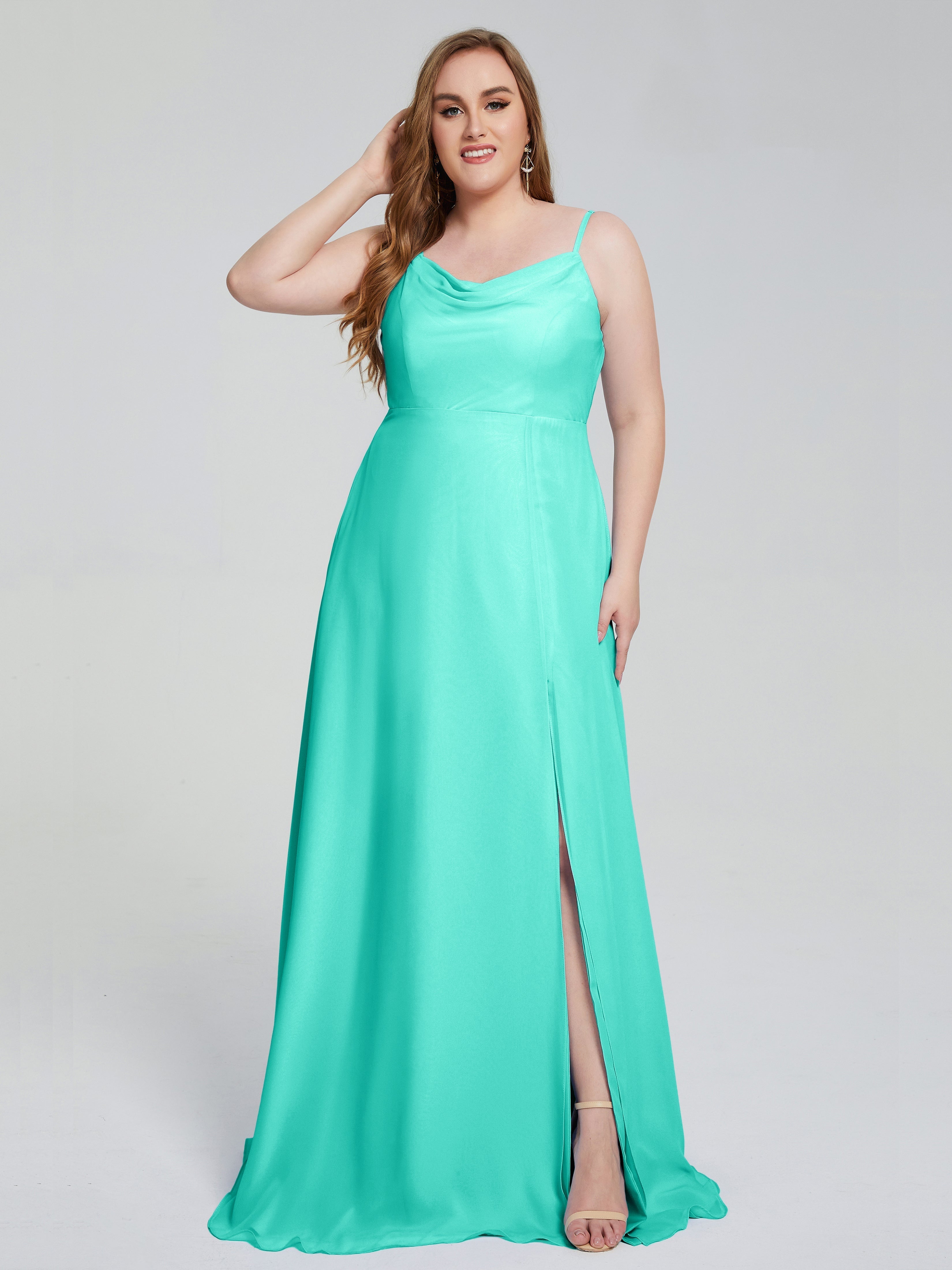 Rachel Sleeveless Split Plus Size Long Bridesmaid Dresses