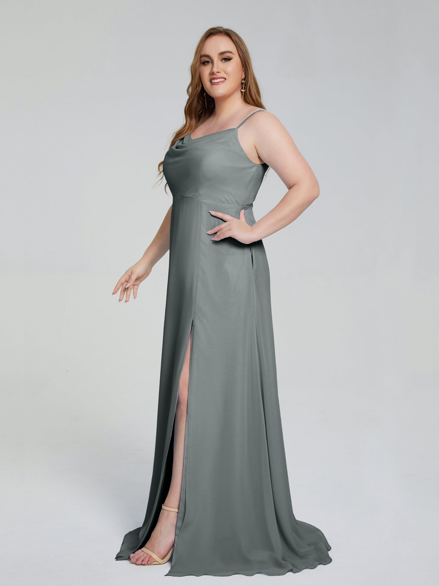 Rachel Sleeveless Split Plus Size Long Bridesmaid Dresses