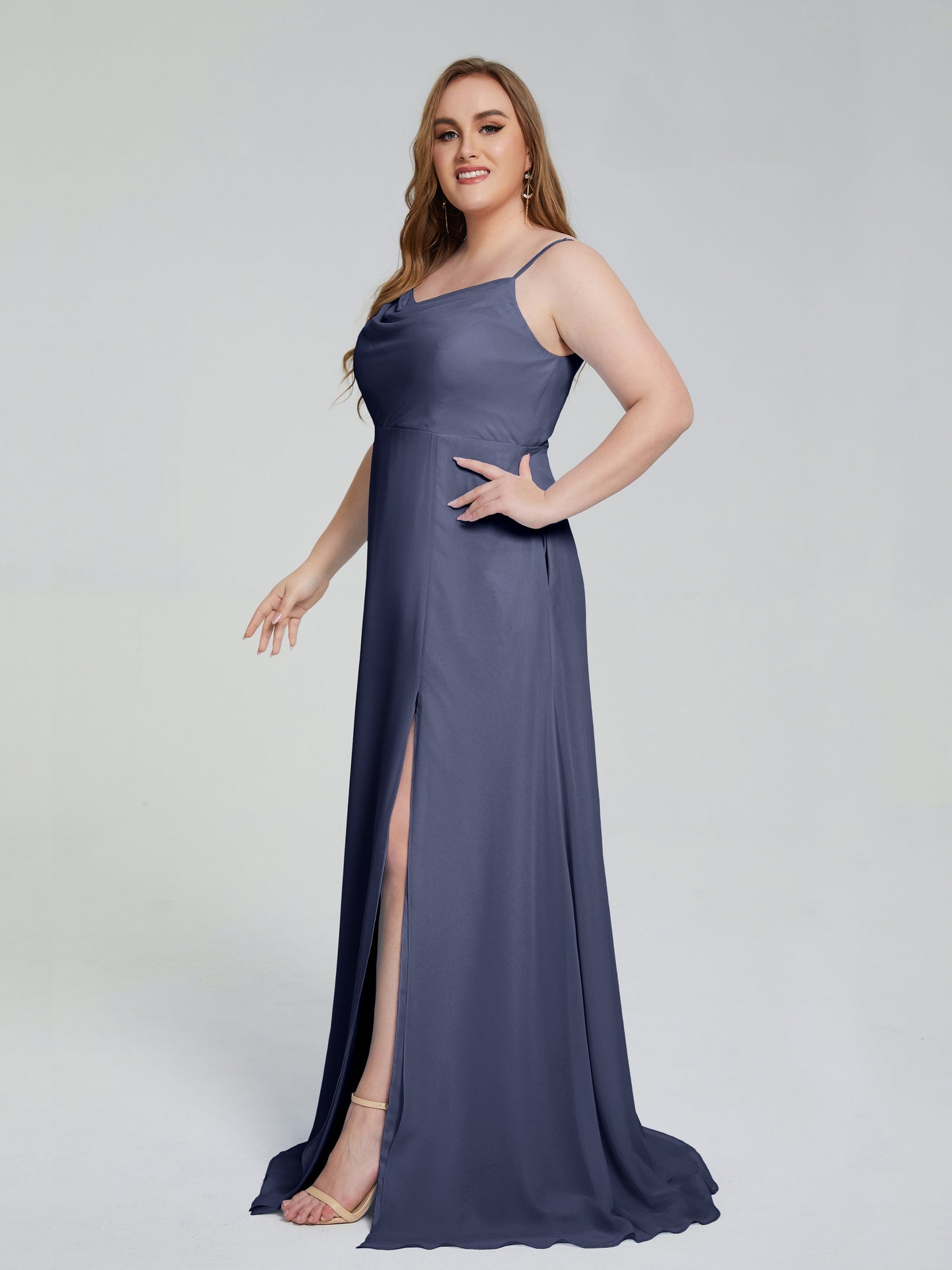 Rachel Sleeveless Split Plus Size Long Bridesmaid Dresses