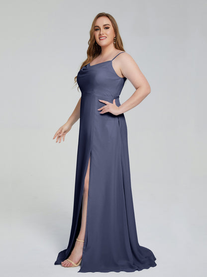 Rachel Sleeveless Split Plus Size Long Bridesmaid Dresses