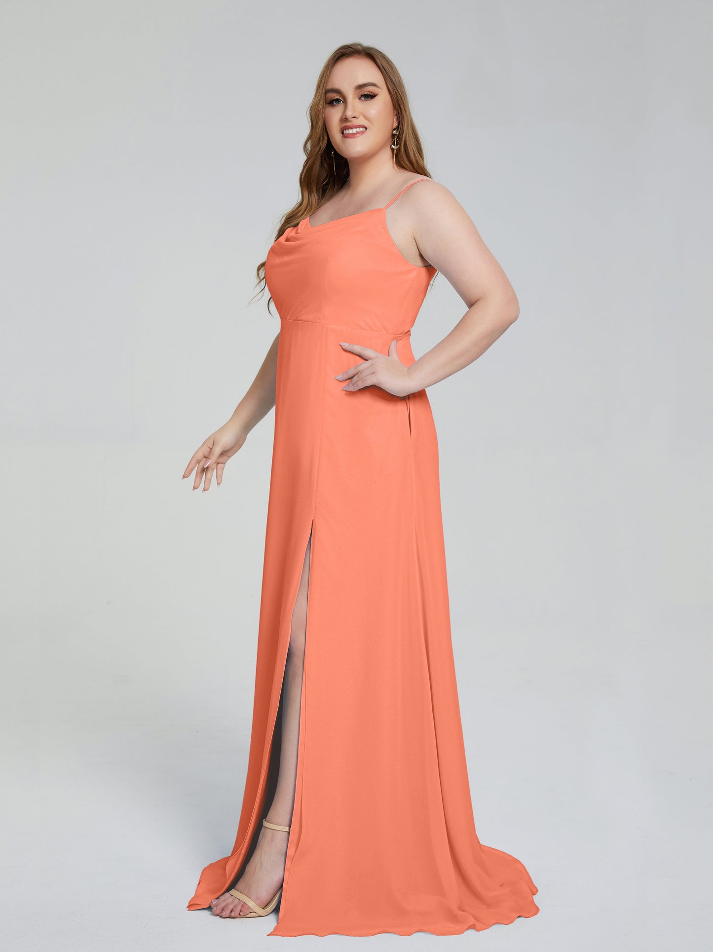 Rachel Sleeveless Split Plus Size Long Bridesmaid Dresses