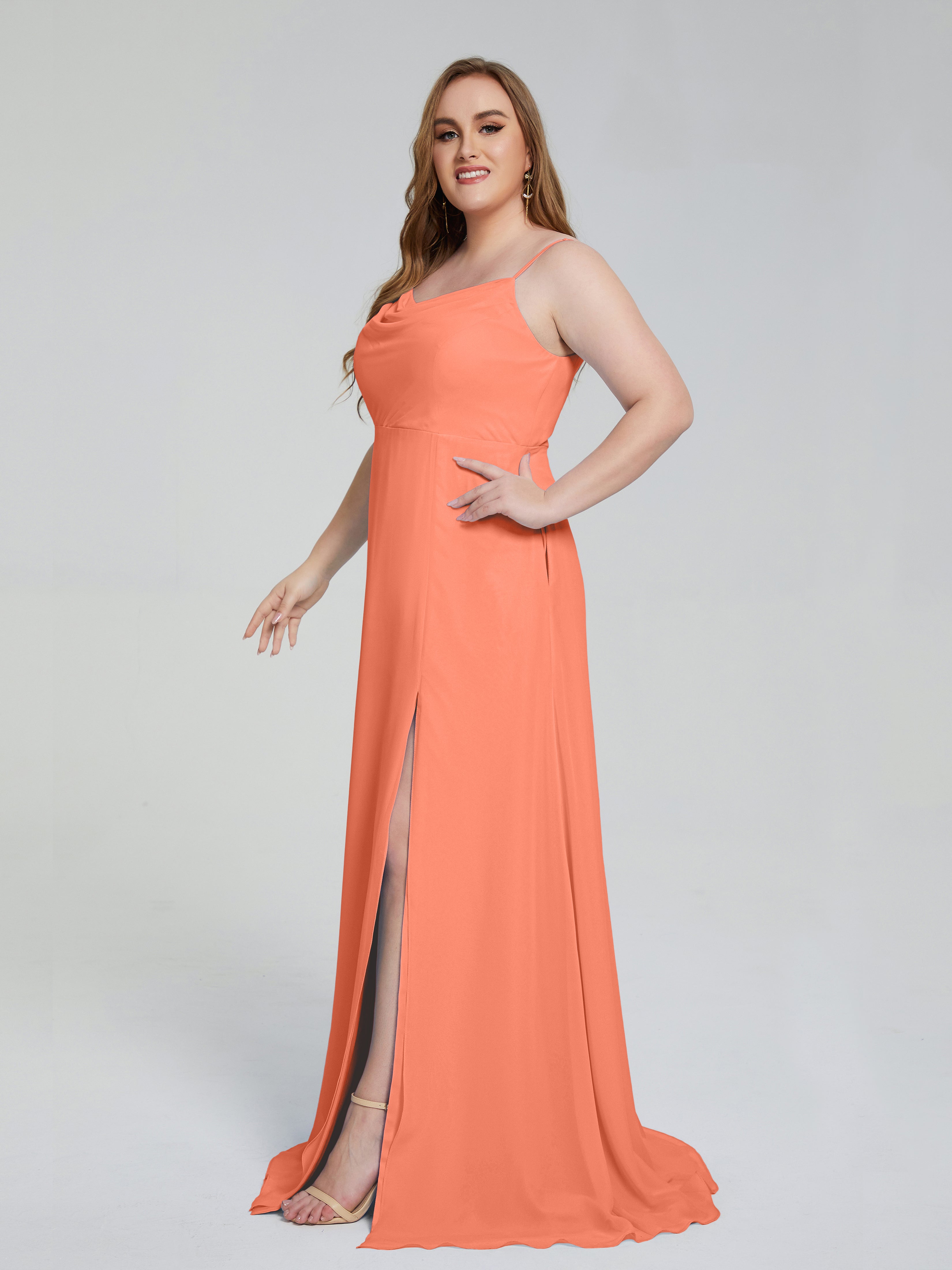 Rachel Sleeveless Split Plus Size Long Bridesmaid Dresses