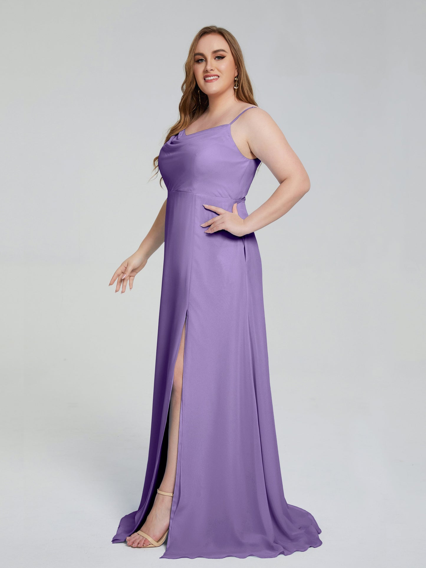 Rachel Sleeveless Split Plus Size Long Bridesmaid Dresses