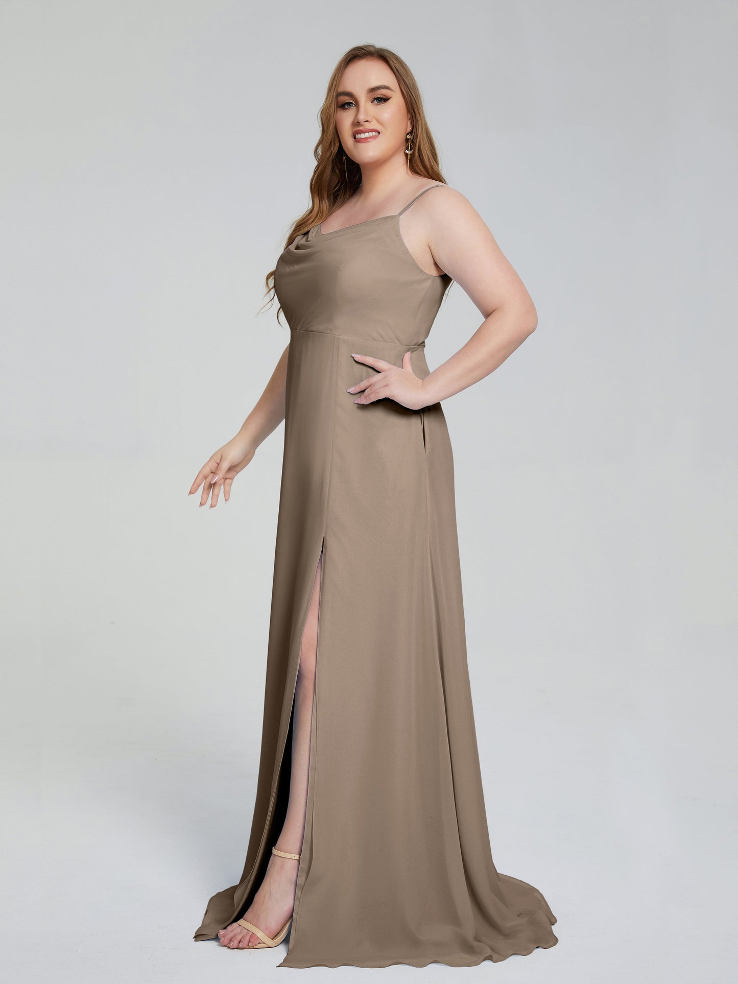 Rachel Sleeveless Split Plus Size Long Bridesmaid Dresses