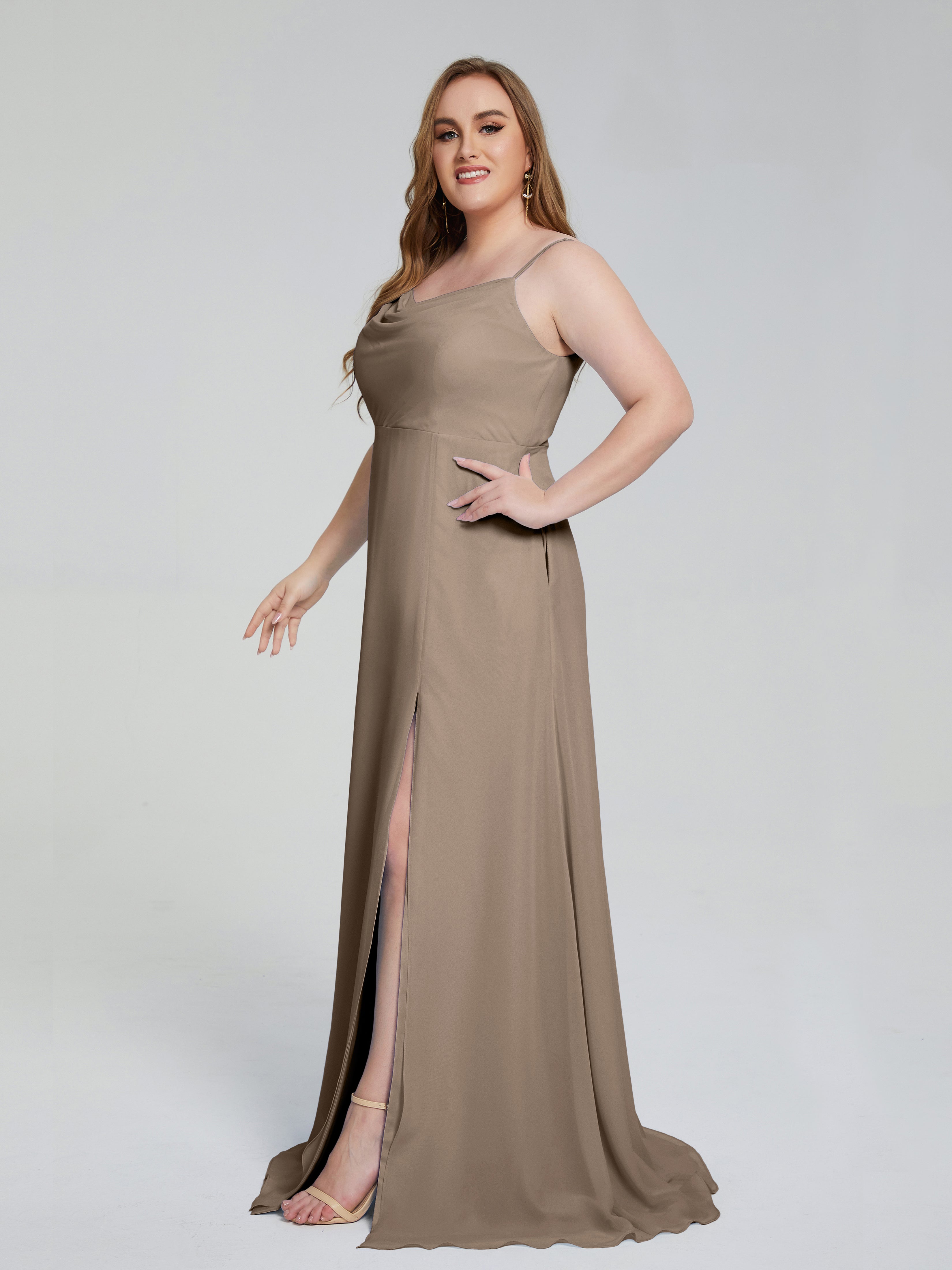 Rachel Sleeveless Split Plus Size Long Bridesmaid Dresses