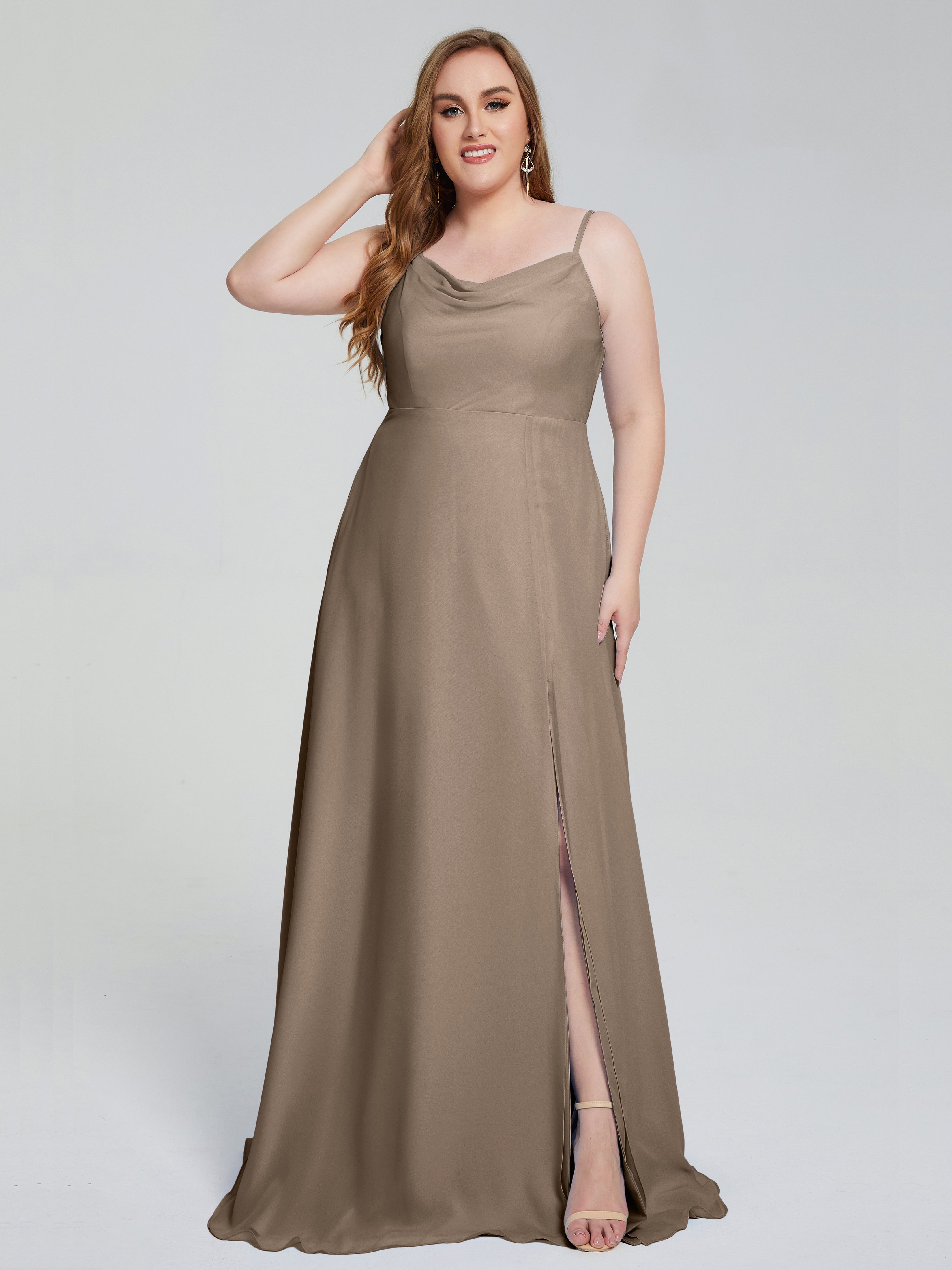 Rachel Sleeveless Split Plus Size Long Bridesmaid Dresses