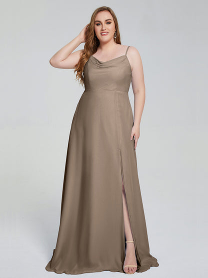 Rachel Sleeveless Split Plus Size Long Bridesmaid Dresses