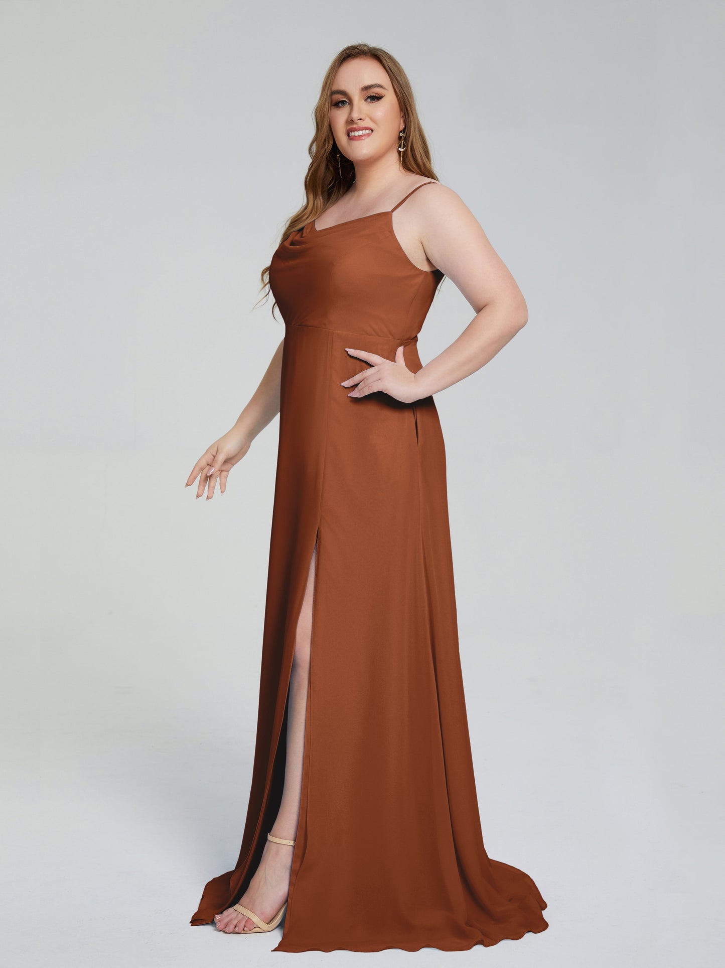 Rachel Sleeveless Split Plus Size Long Bridesmaid Dresses