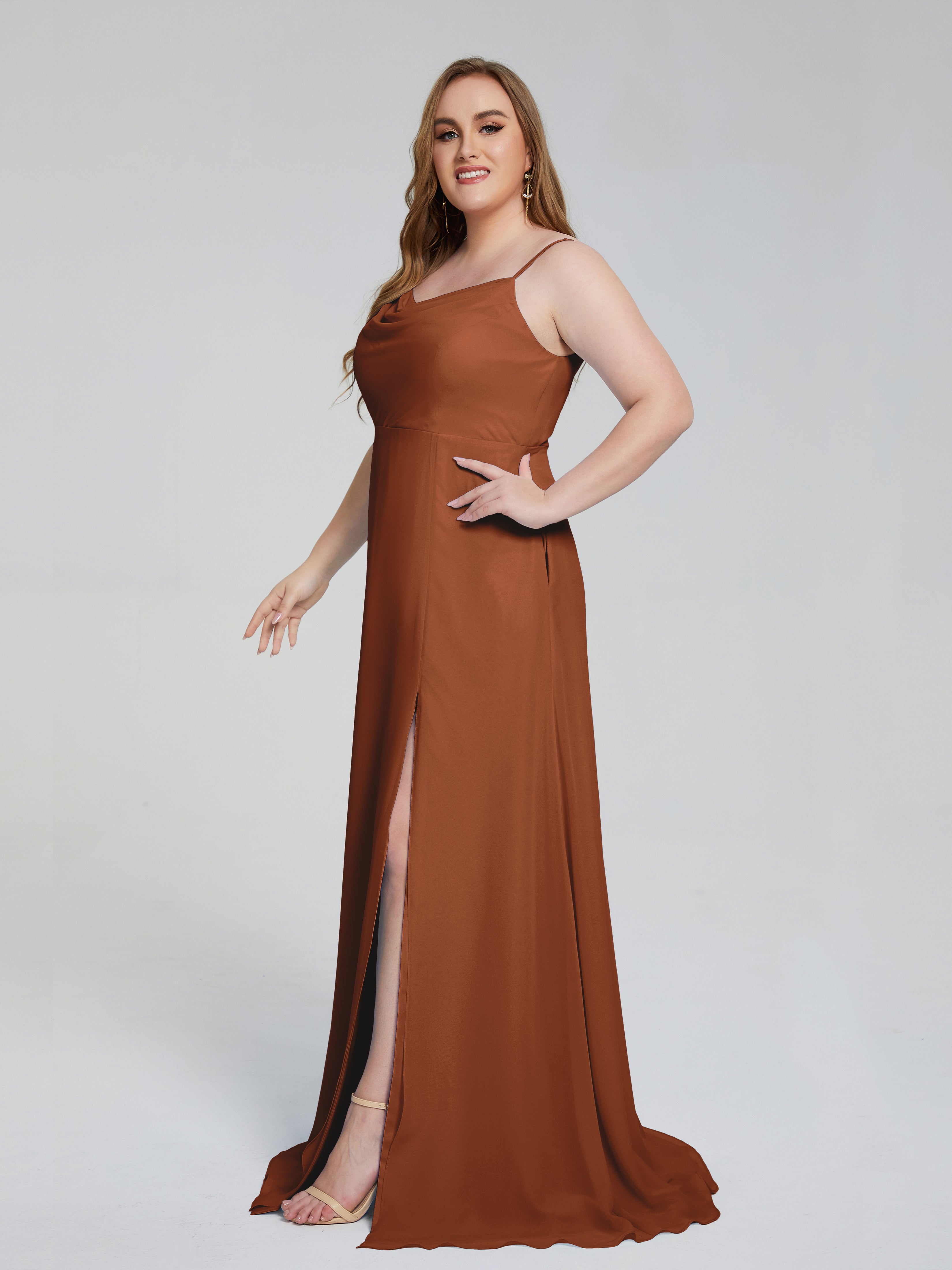 Rachel Sleeveless Split Plus Size Long Bridesmaid Dresses