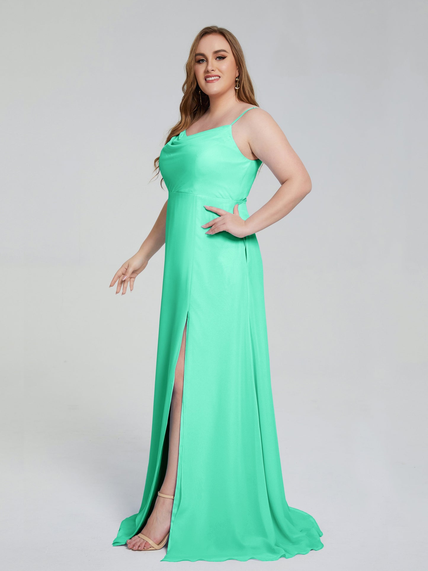 Rachel Sleeveless Split Plus Size Long Bridesmaid Dresses