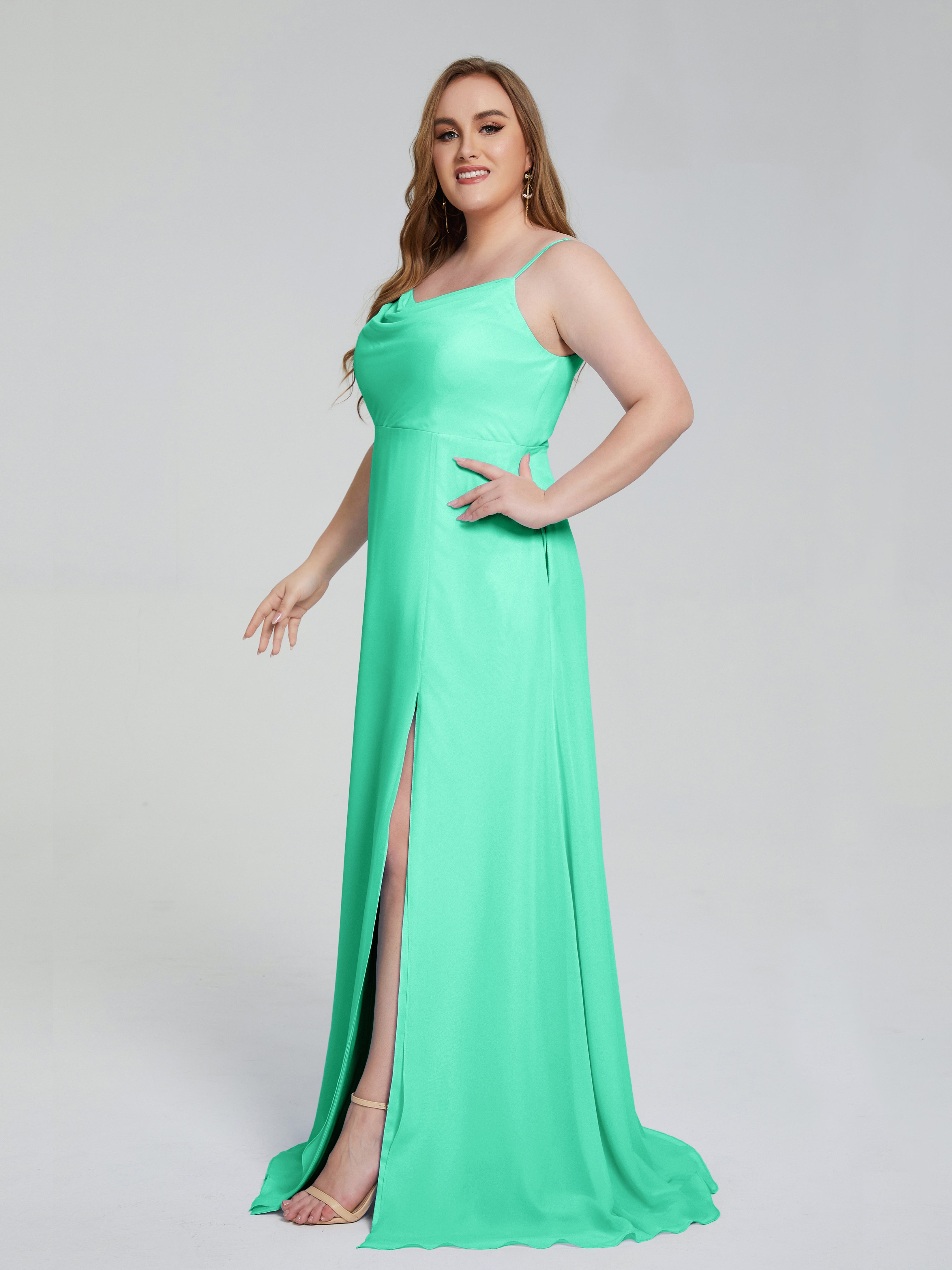 Rachel Sleeveless Split Plus Size Long Bridesmaid Dresses