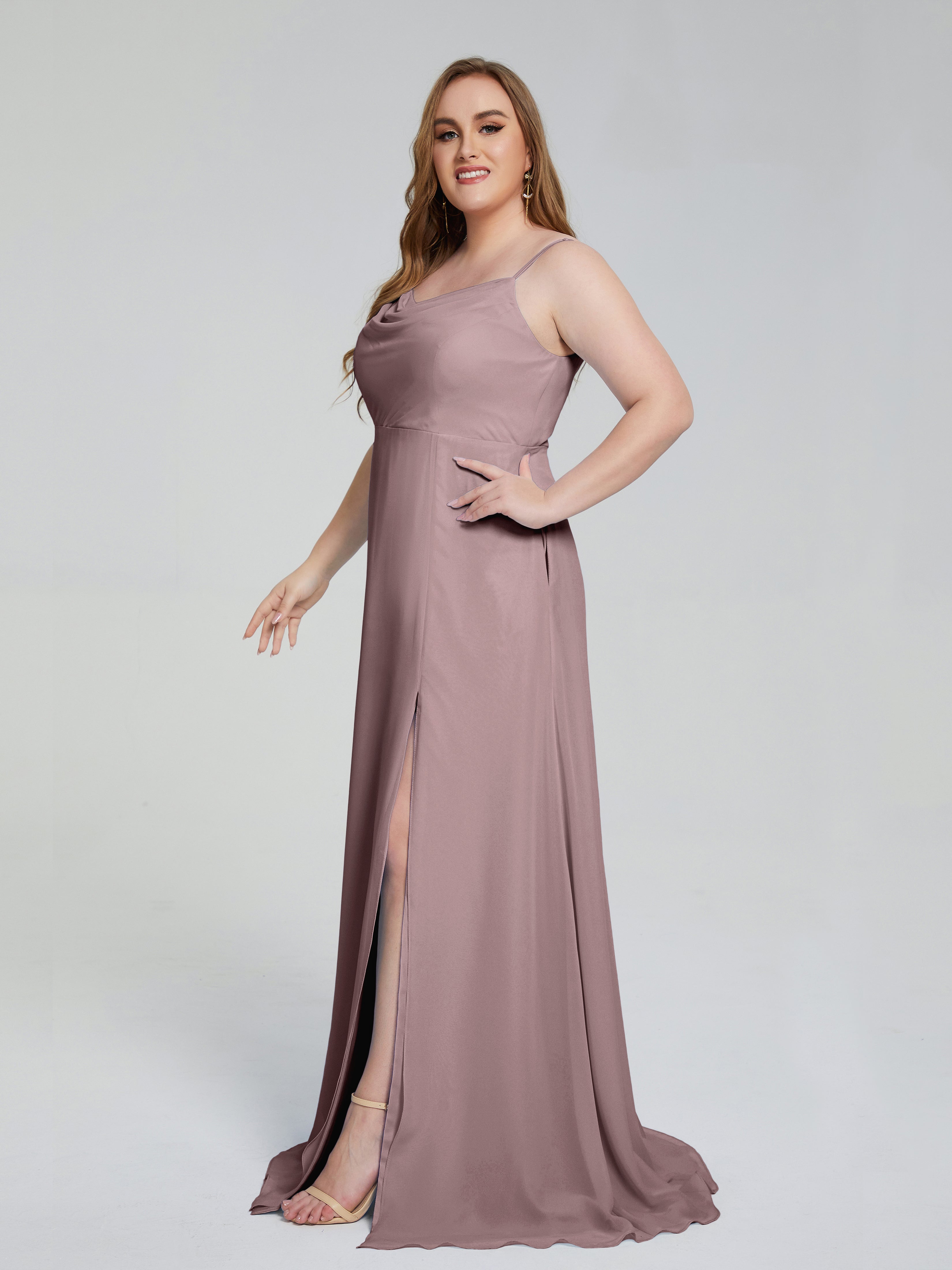 Rachel Sleeveless Split Plus Size Long Bridesmaid Dresses