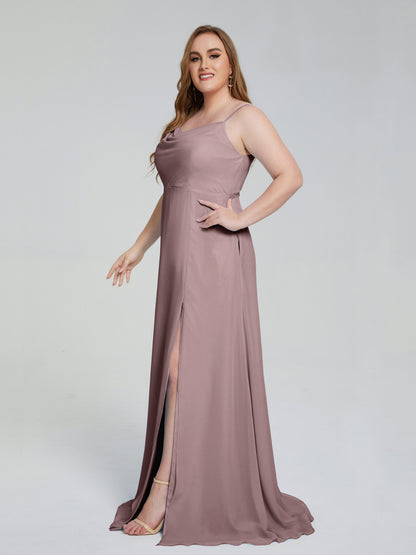 Rachel Sleeveless Split Plus Size Long Bridesmaid Dresses