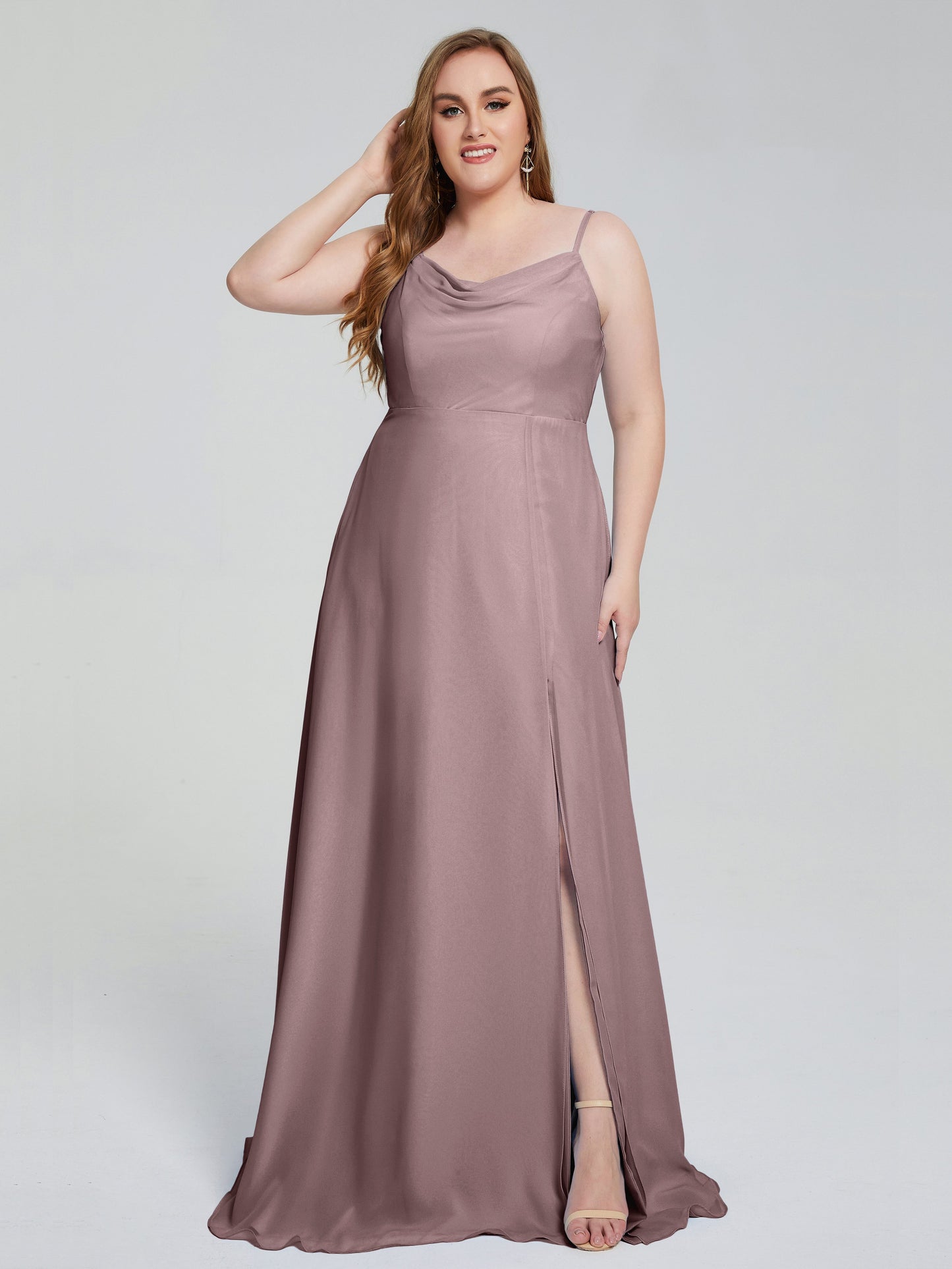 Rachel Sleeveless Split Plus Size Long Bridesmaid Dresses