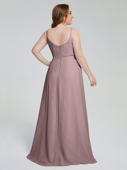 Rachel Sleeveless Split Plus Size Long Bridesmaid Dresses